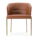 Modrest Aragon - Modern Brown Vegan Leather + Brass Dining Chair