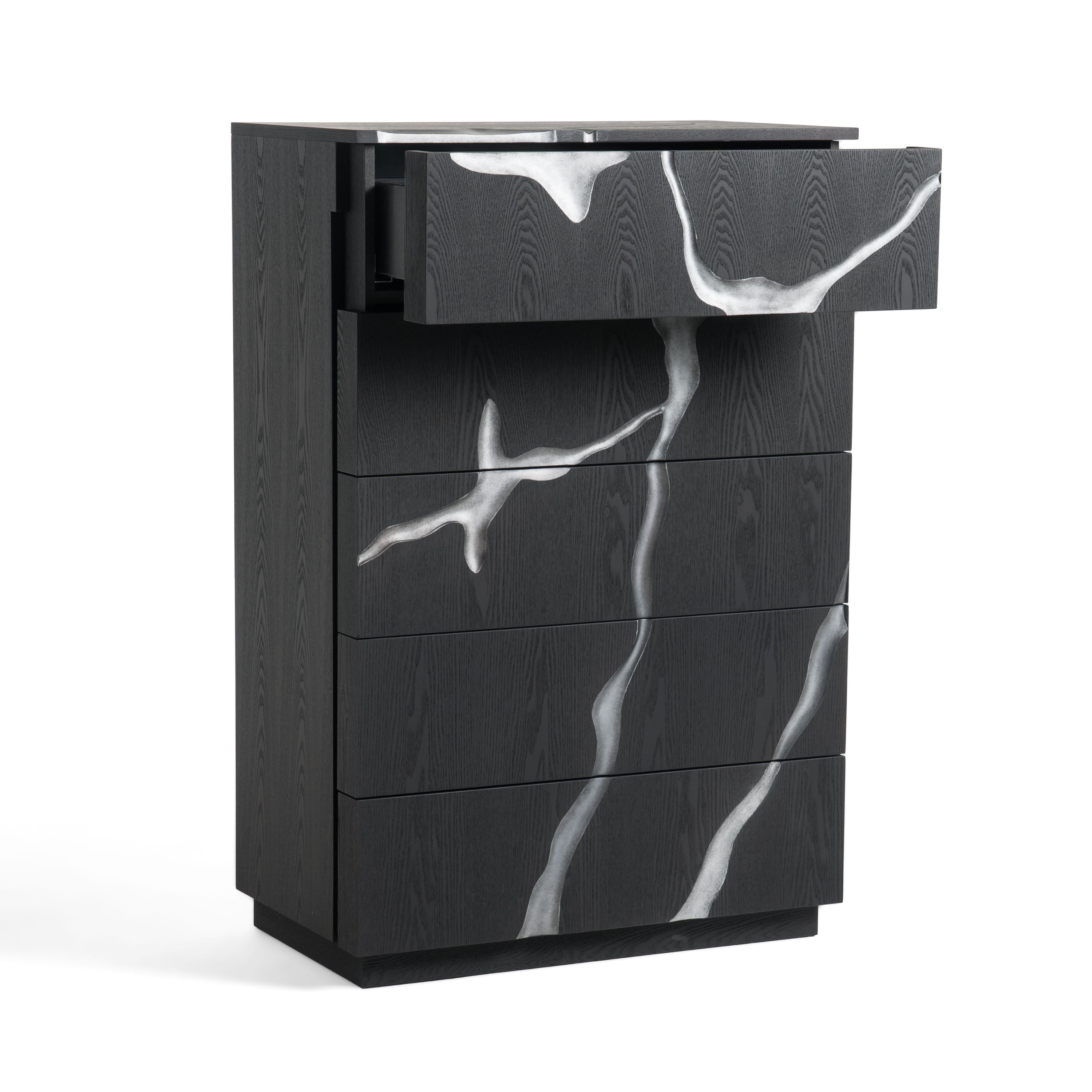 Modrest Aspen - Modern Matte Brown Ash & Silver Chest