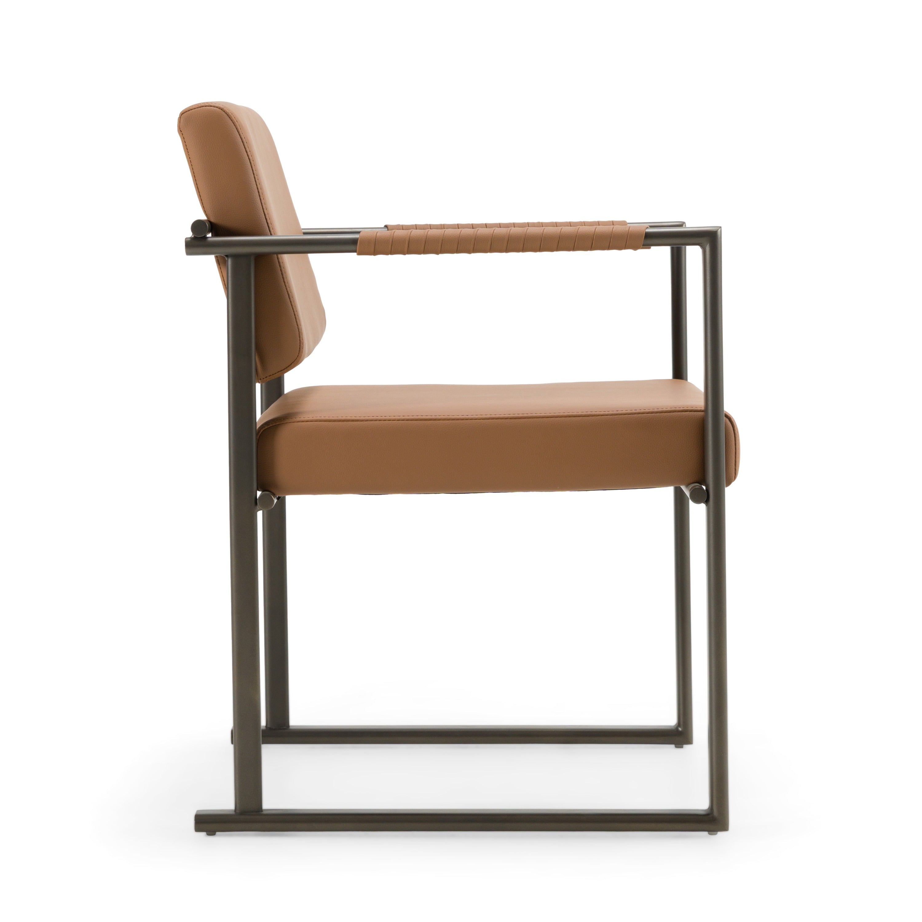 Modrest Atlan - Modern Camel Vegan Leather + Dark Gold Dining Chair