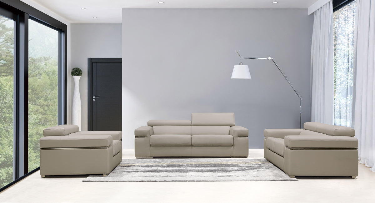 Divani Casa Atlantis Modern Light Grey Bonded Leather Sofa