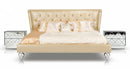 Monica Modern Champagne Leather Bed