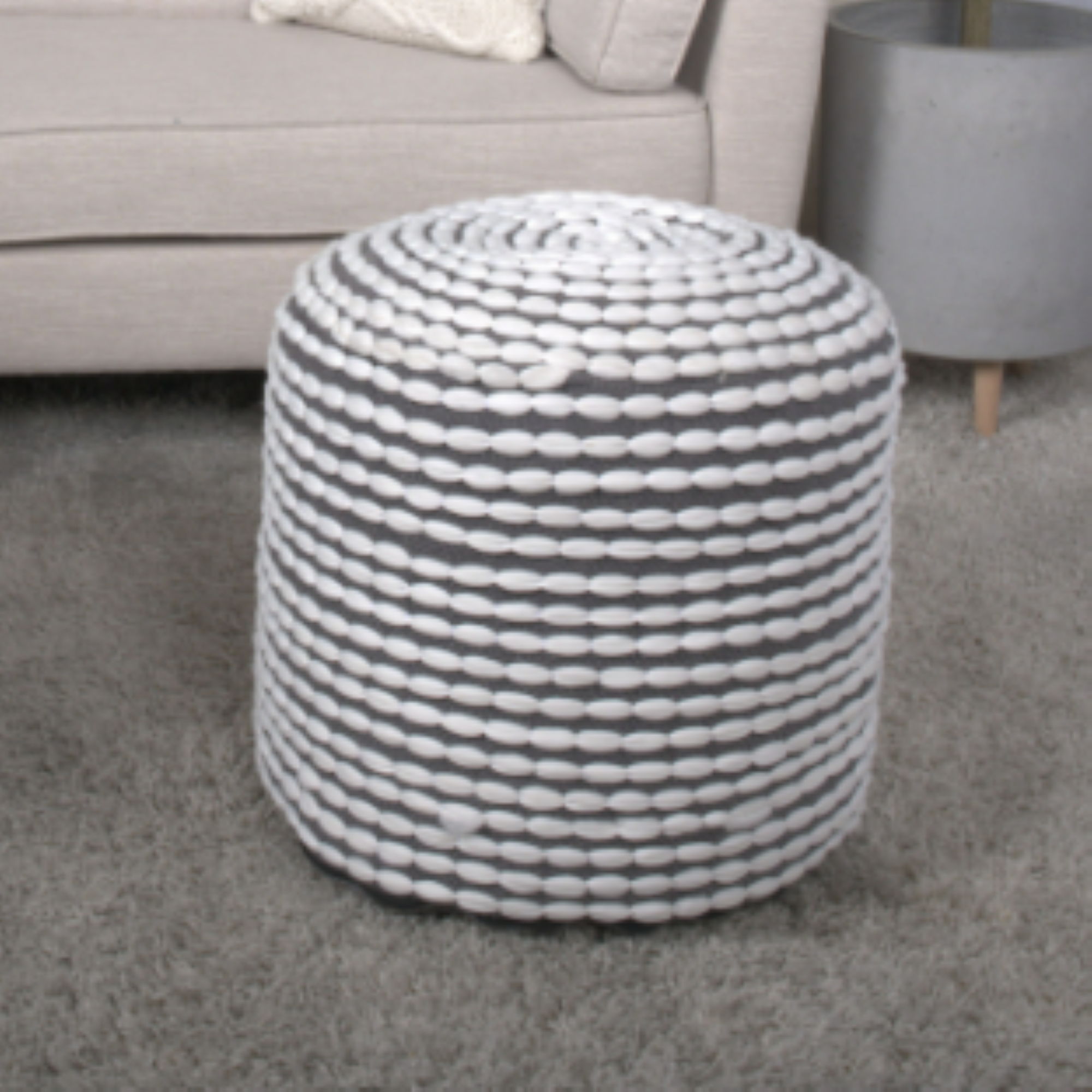 River - Handcrafted Cylindrical Pouf Water Resistant Fabric
