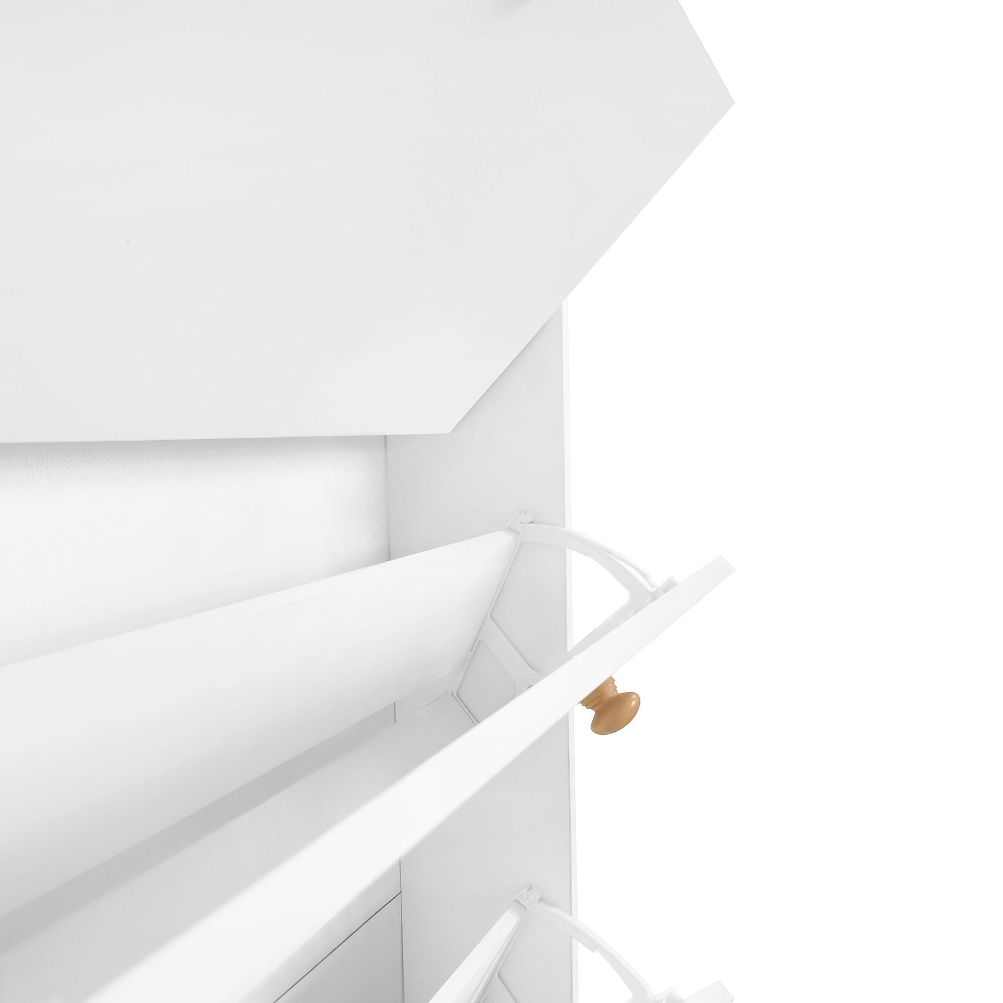 On Trend Multifunctional Tipping Bucket Shoe Cabinet With Storage Shelf & 6 Flip Drawers