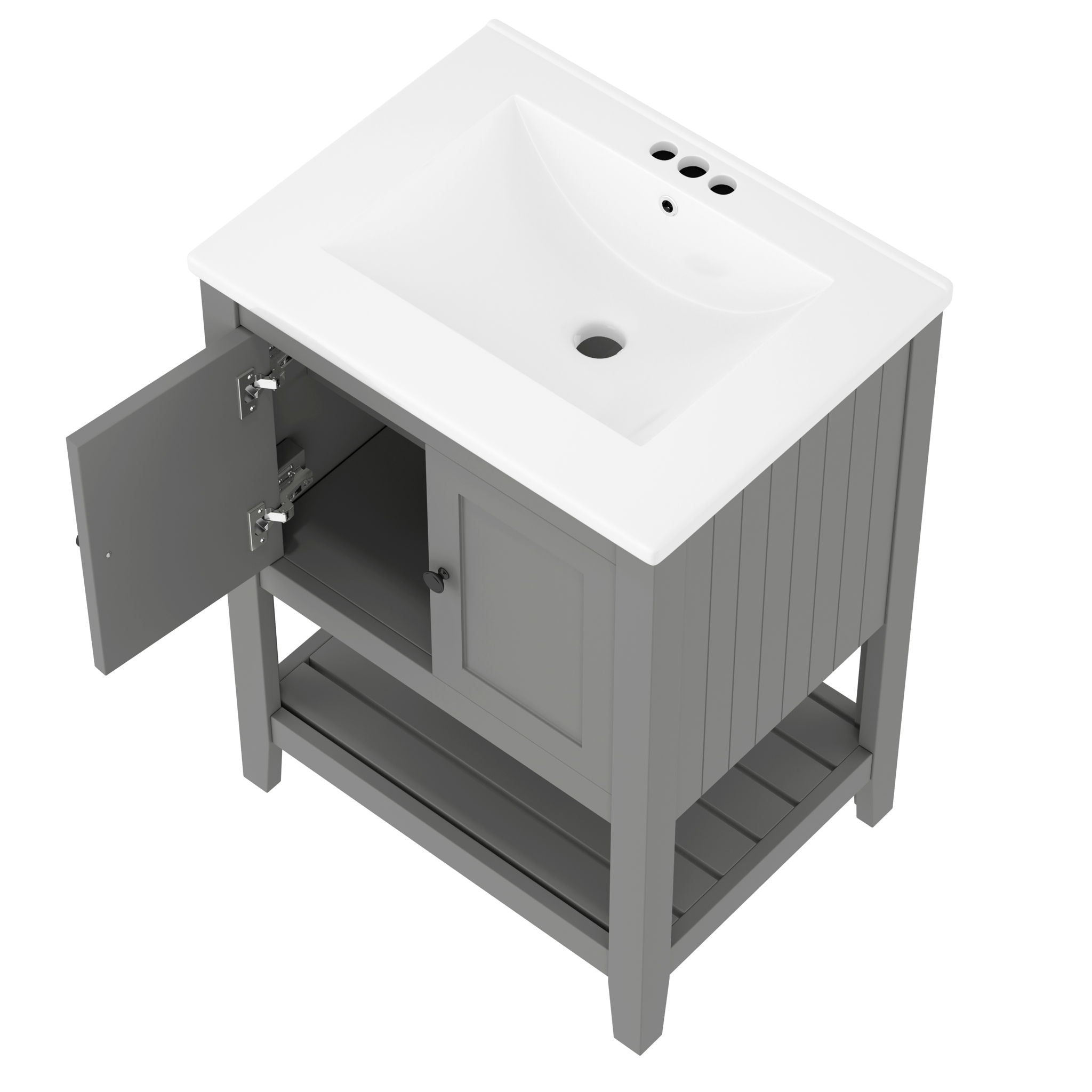 Modern Bathroom Vanity With Sink And Open Shelf