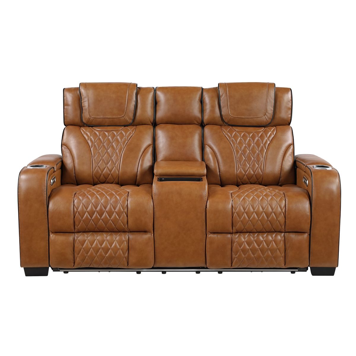 Apex - Power Double Reclining Loveseat With Center Console, Power Headrests, Storage Arms With Cup Holders, Wireless Charger, Air Massage And Heat, LED Lighting And Charging Ports
