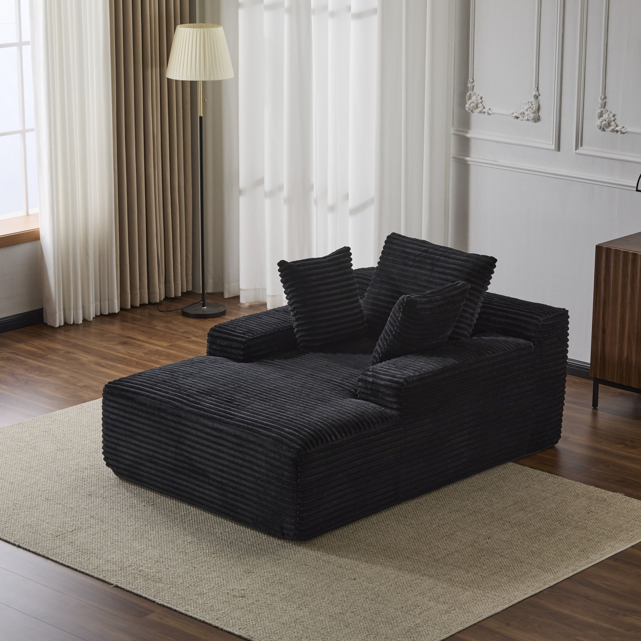 Oversized Chaise Lounge Chair Cozy Cloud Couch With 3 Throw Pillows And Wide Armrest