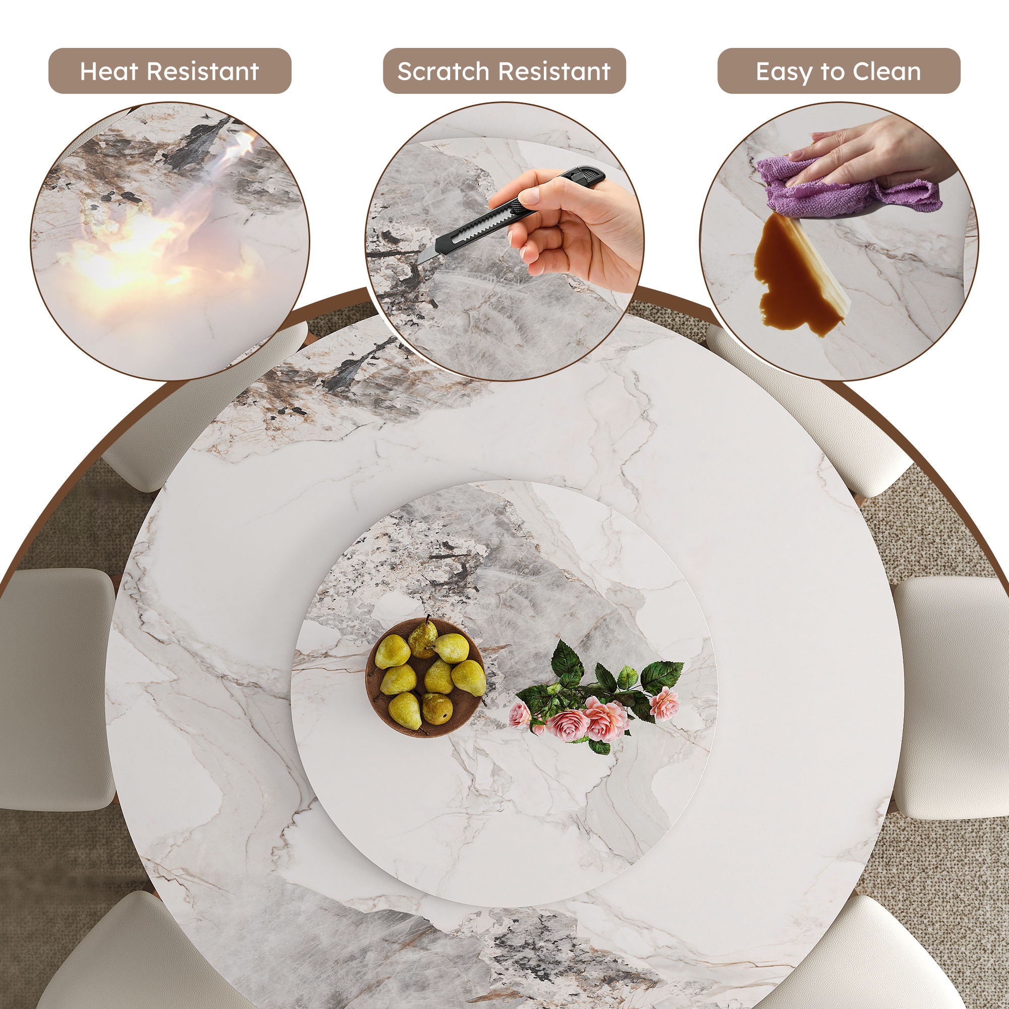 Dining Table Set With Wooden Base