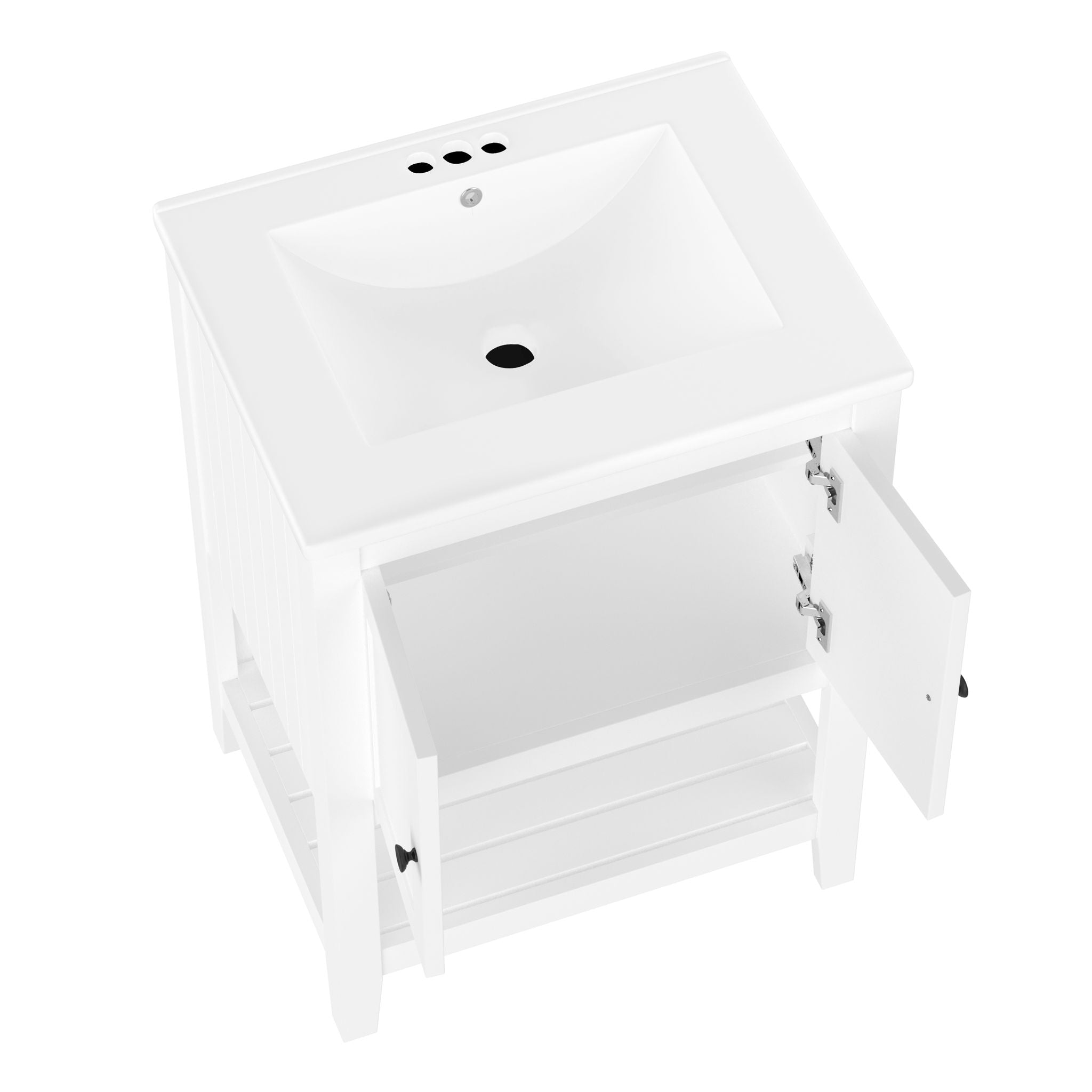 Modern Bathroom Vanity With Sink And Open Shelf