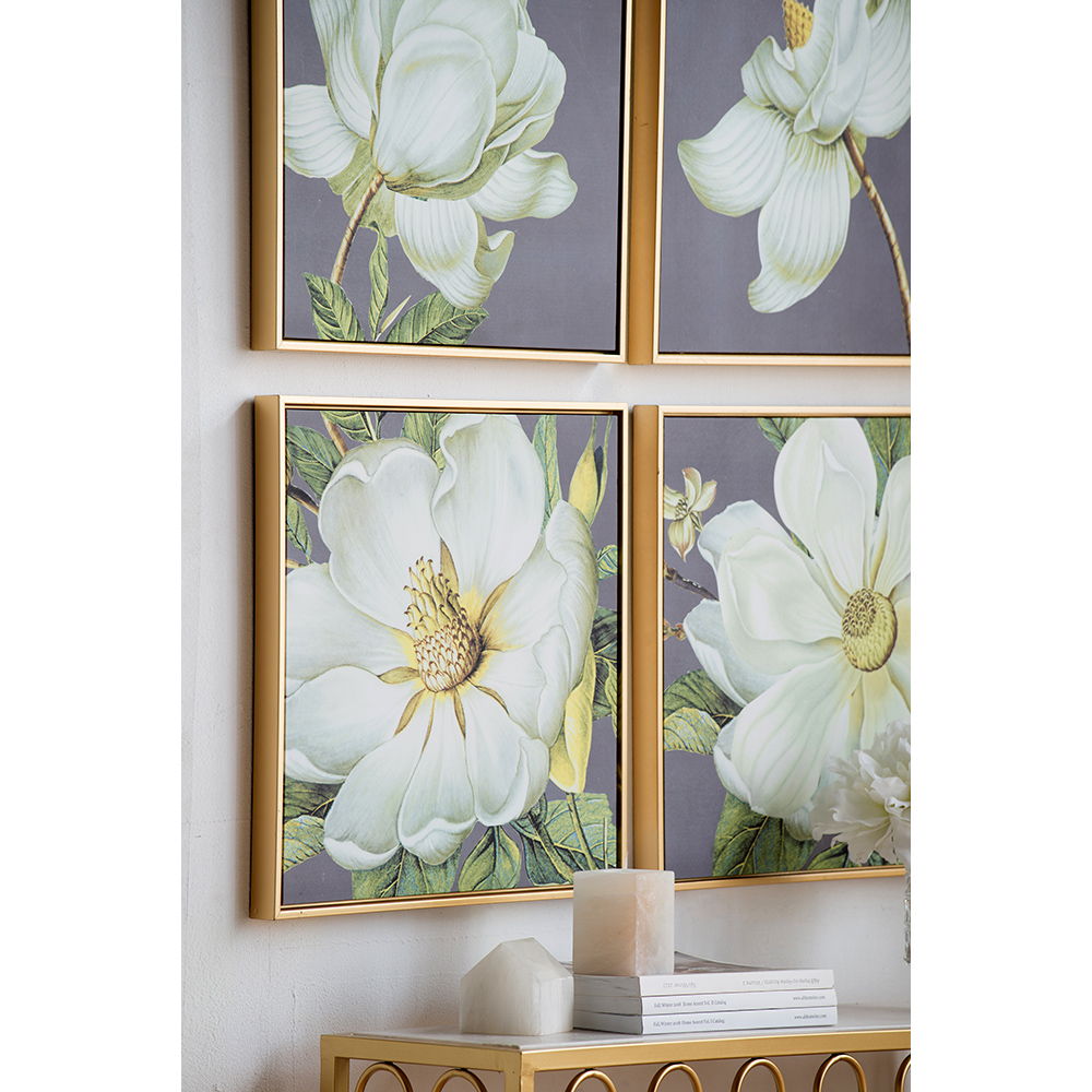 Botanical Wall Art Prints, Home Decor For Living Room Dining Room Bedroom Hallway (Set of 4) - Gray