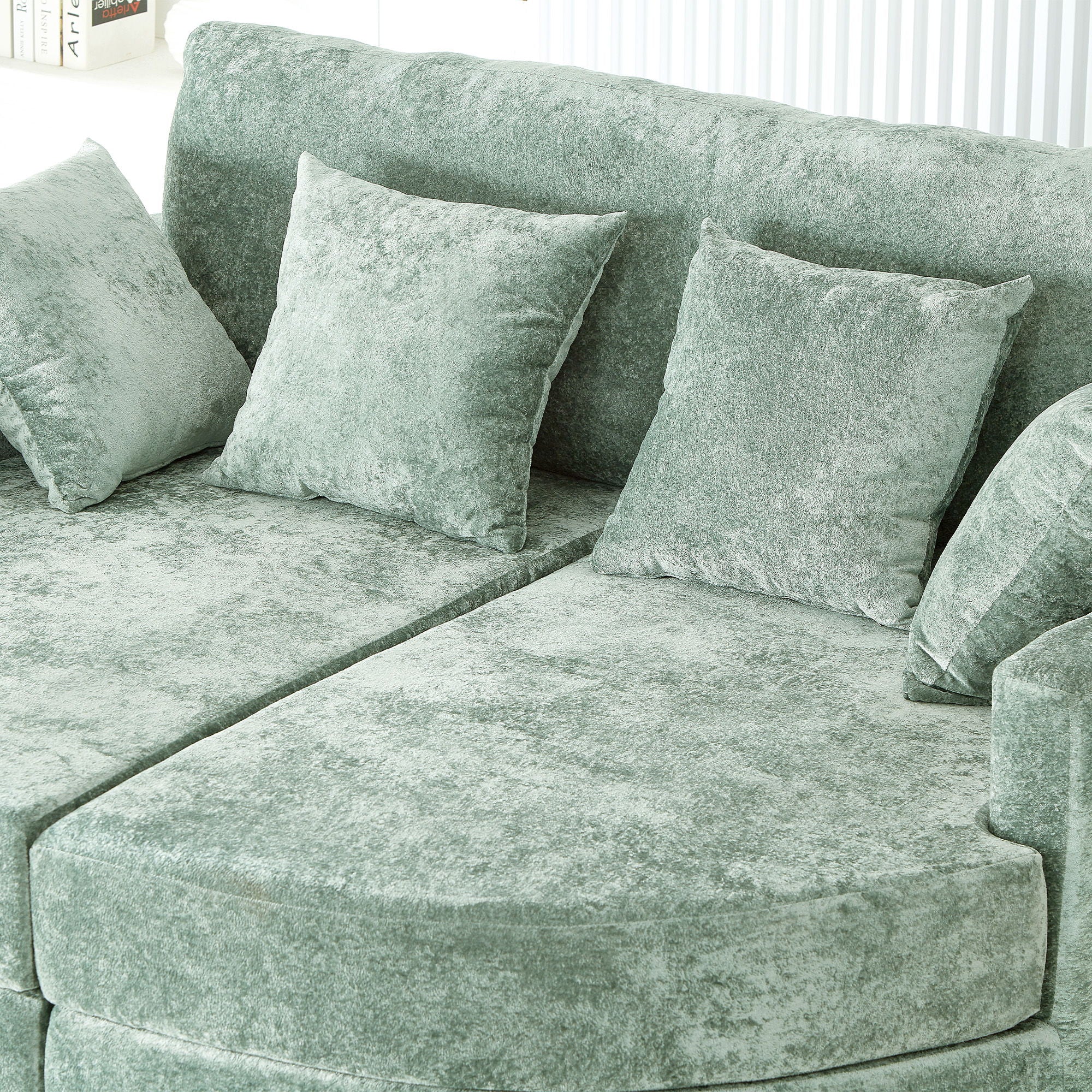 Boneless Design Upholstered Sofa Bed With Cup Holders