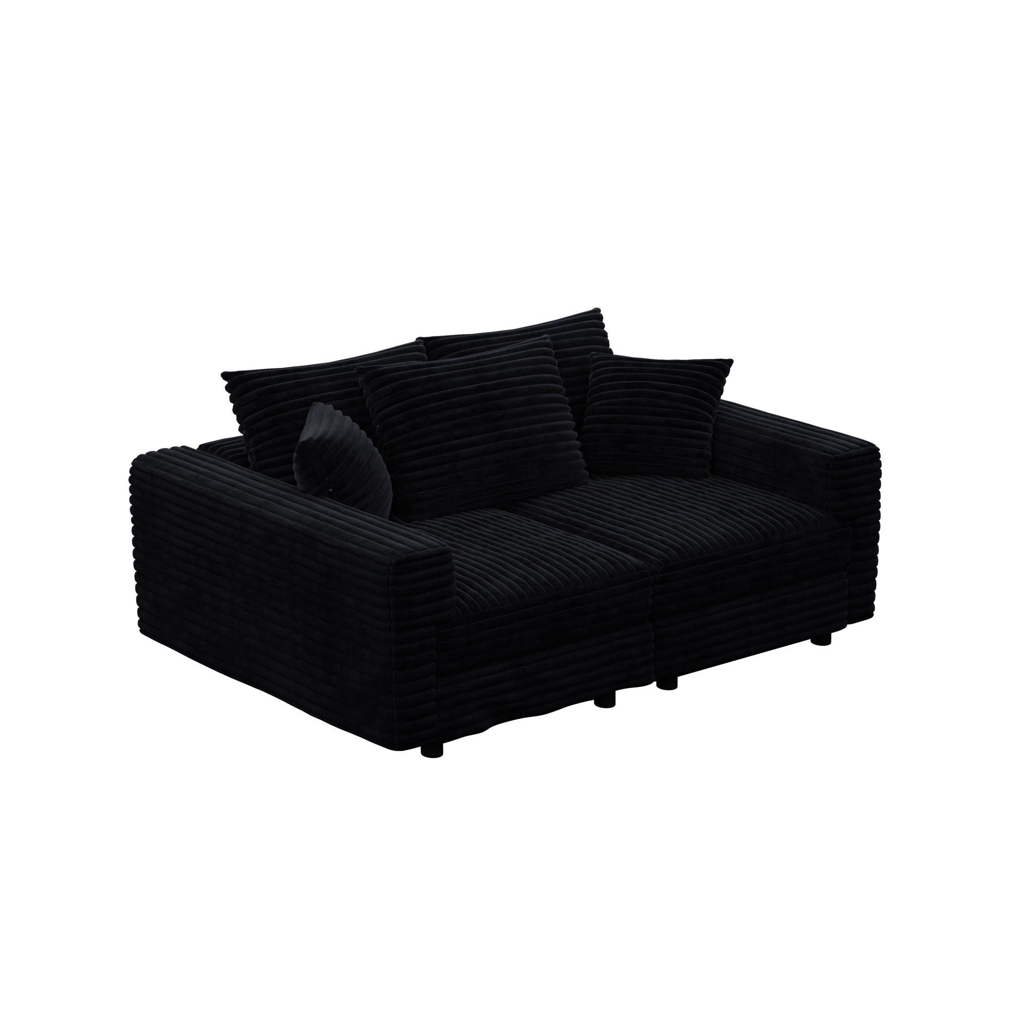 Deep Seat Convertible Sofa With Soft Pillows And Ottomans