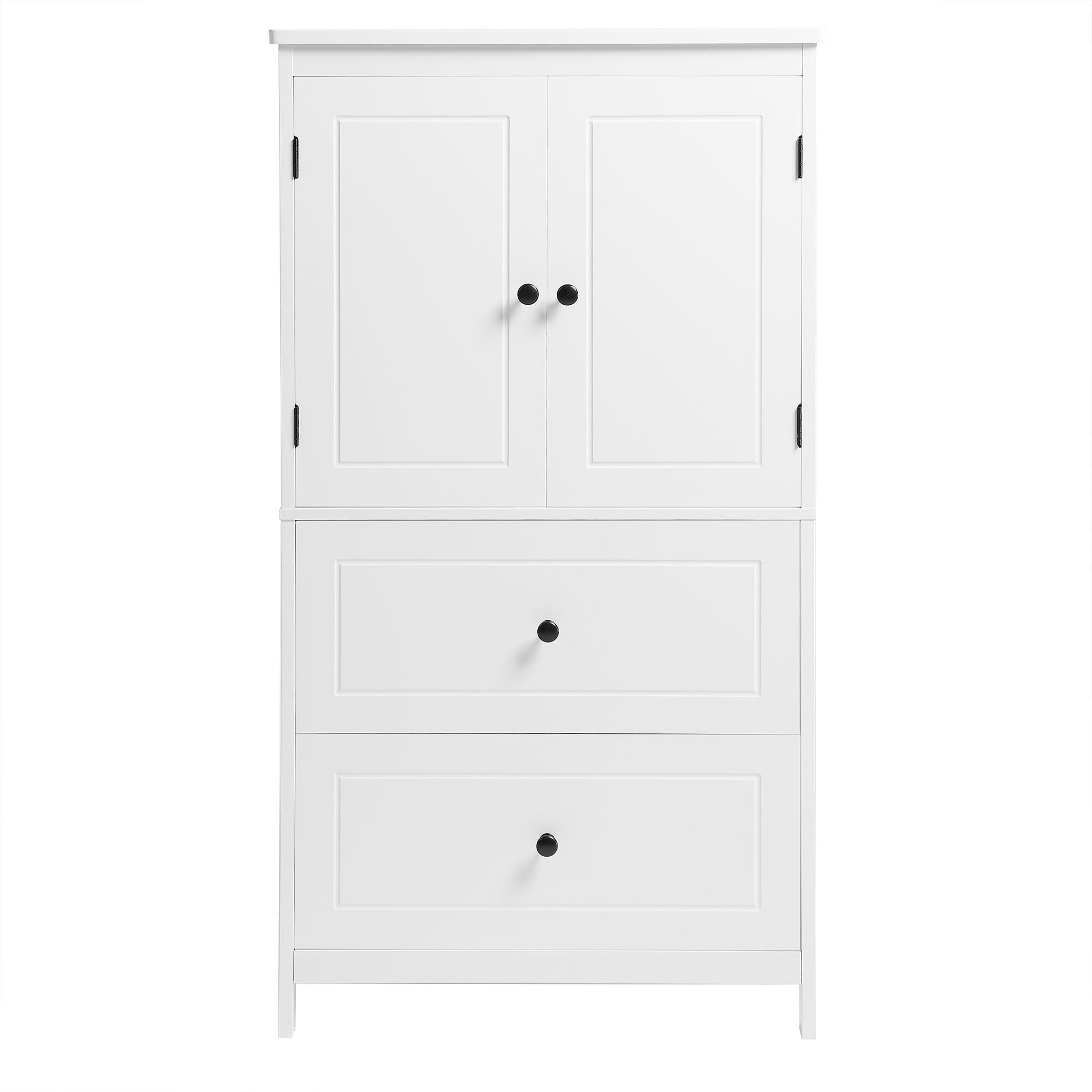 Bathroom Storage Cabinet With 2 Doors And Drawers, Adjustable Shelf