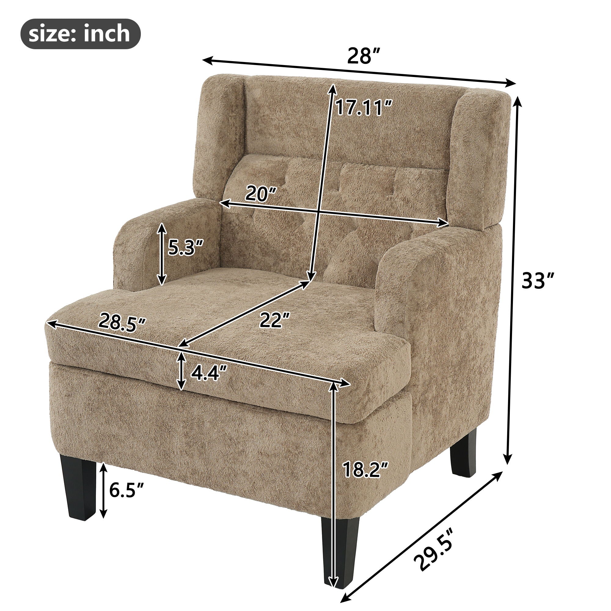 Modern Tufted Upholstered Accent Chair For Living Room