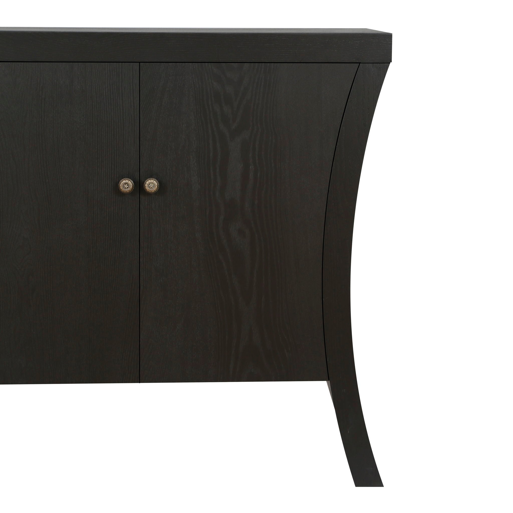 Refined Industrial 4 Door Credenza With Arc Legs & Clasps