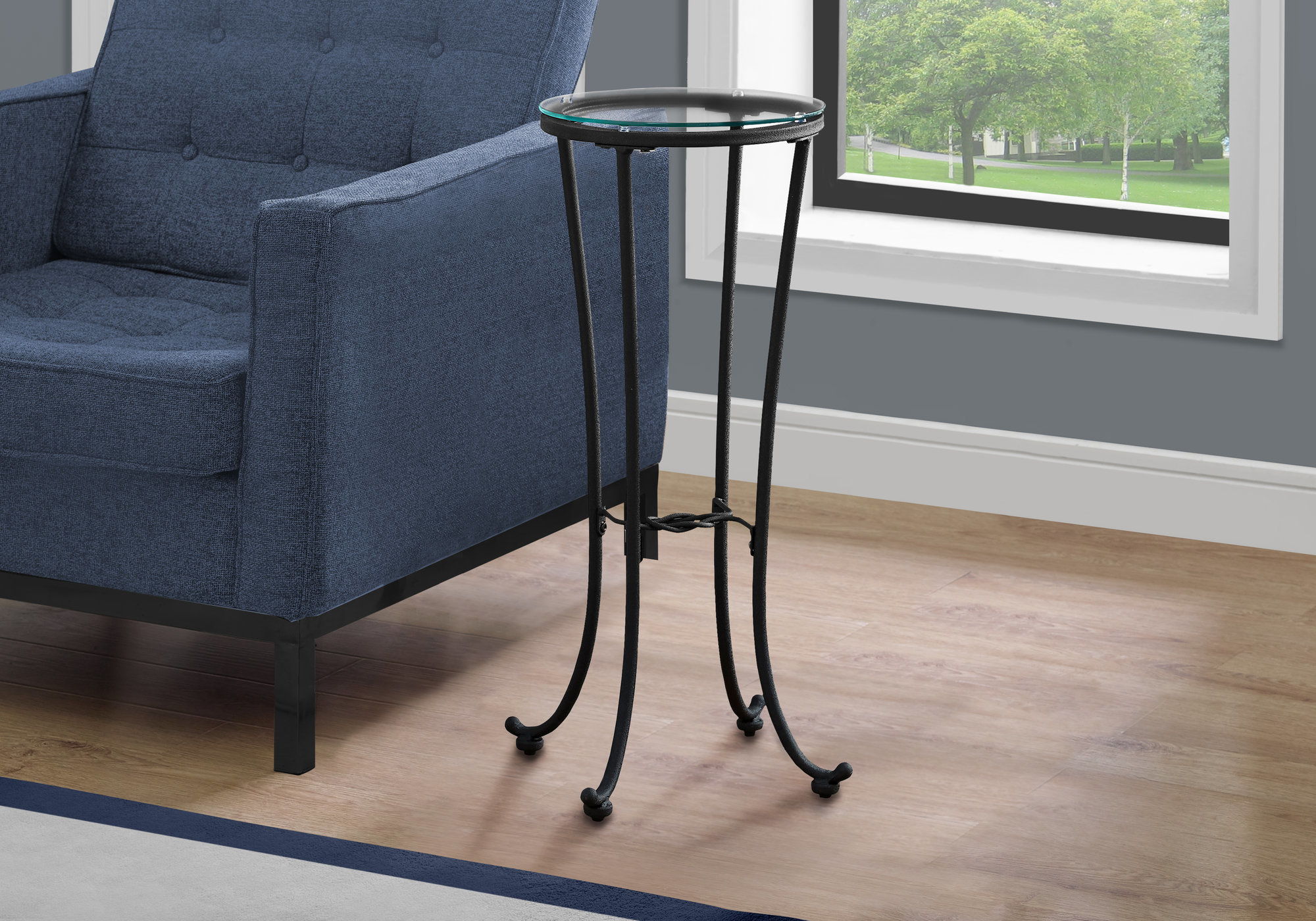 Accent Side Table, Plant Stand, Round, Contemporary & Modern - Black