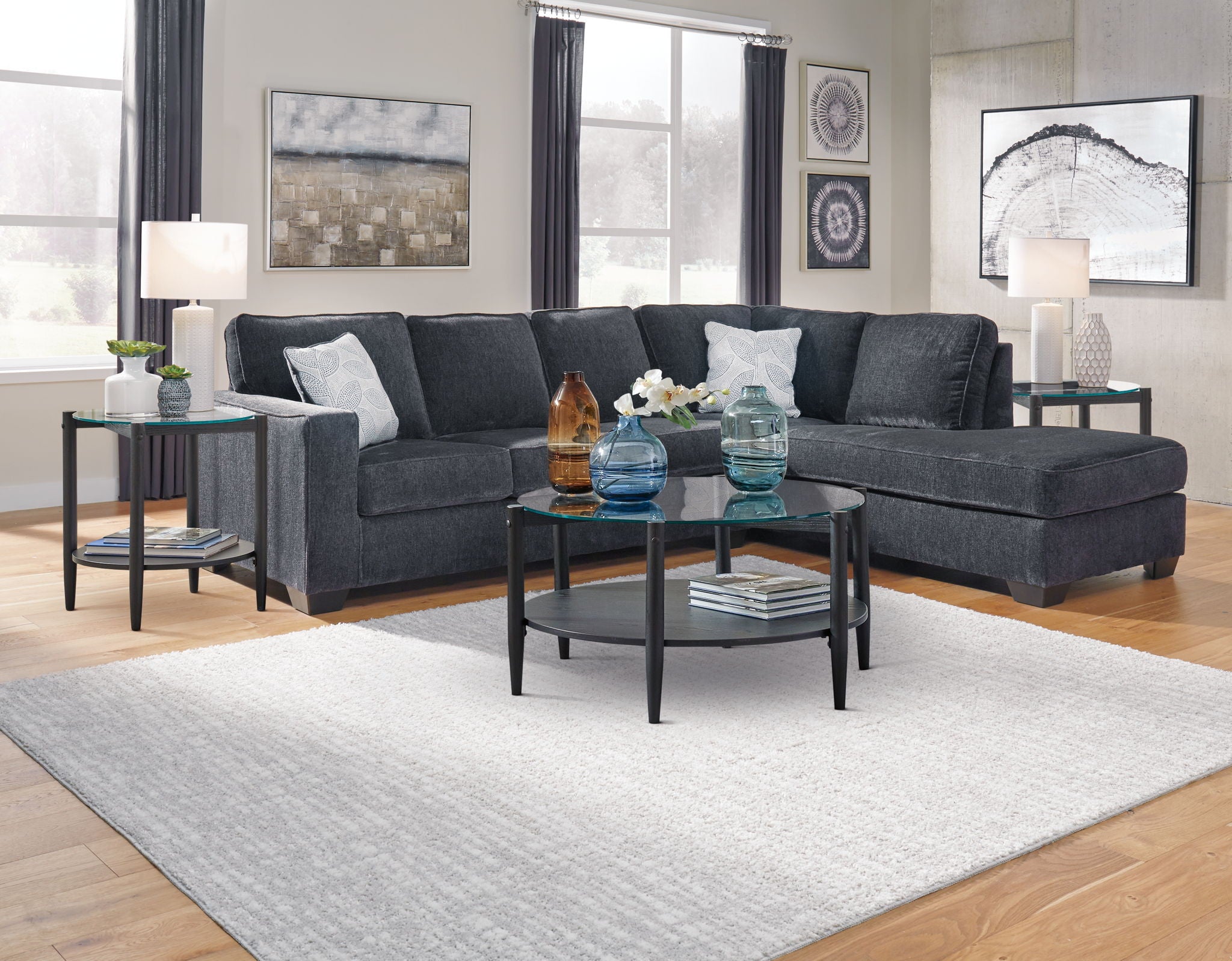 Altari - Right Arm Facing Corner Chaise With Sleeper 2 Pc Sectional - Slate