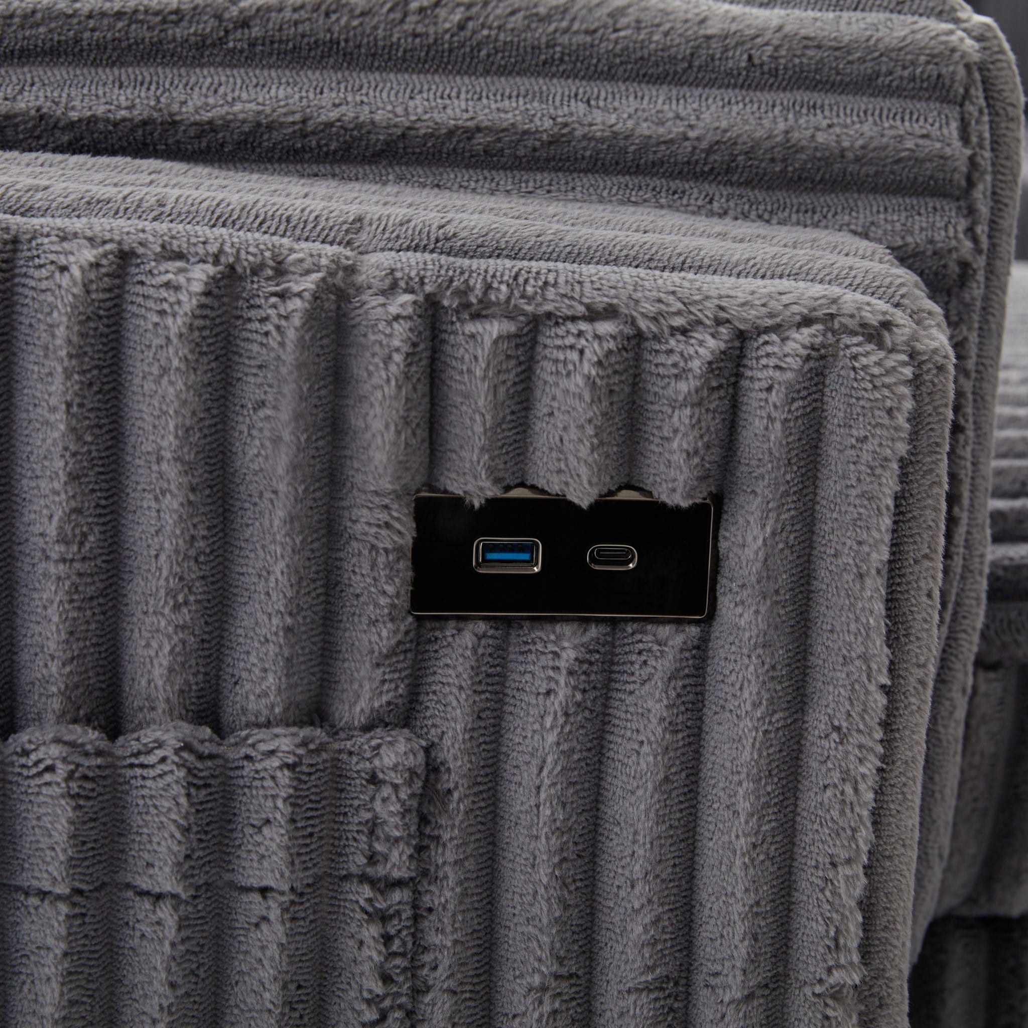 Convertible U-Shaped Sectional Sofa Bed With USB Ports And Storage
