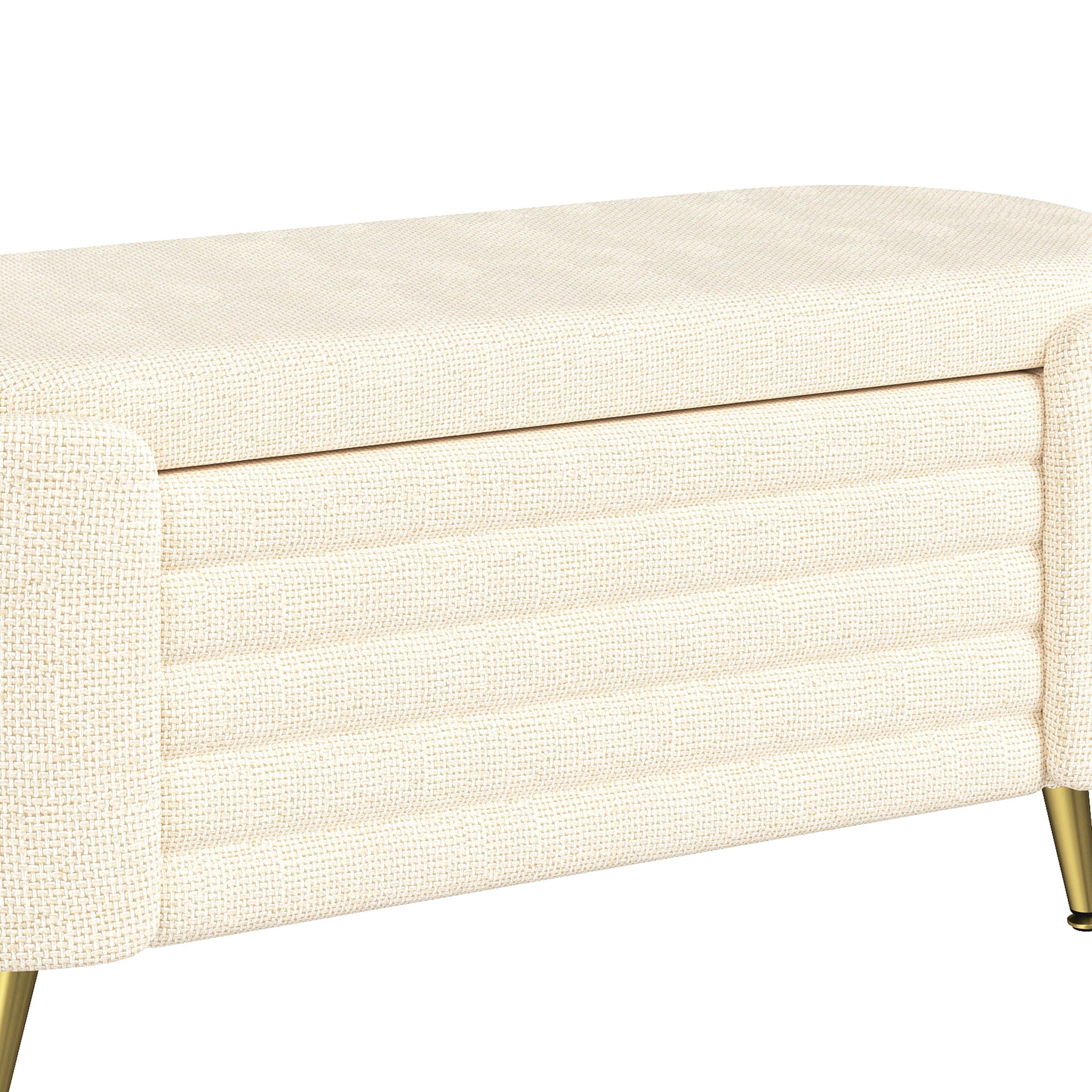 Modern Oval Storage Ottoman With Upholstery