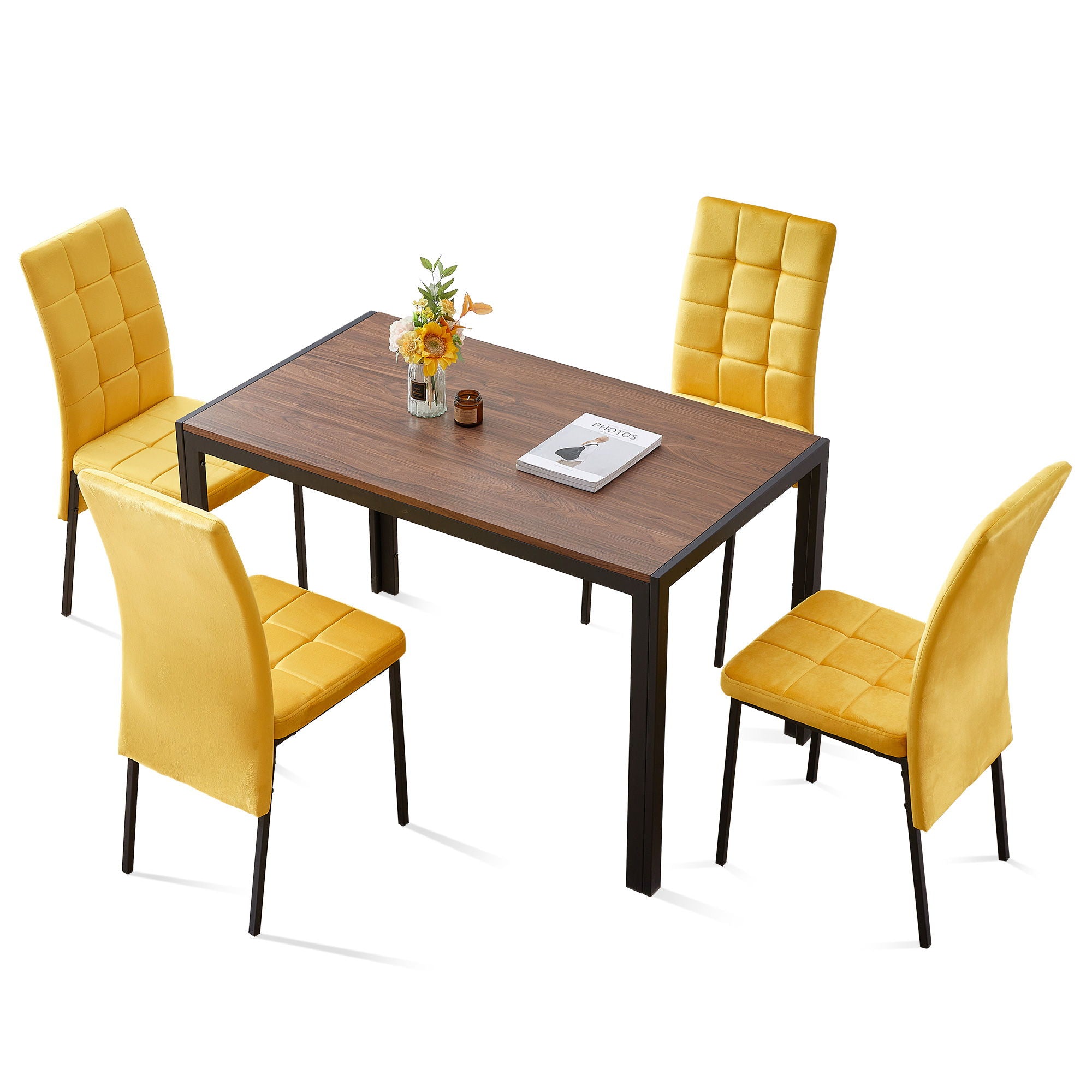 5 Piece Dining Set Including High Back Nordic Dining Chair & Creative Design Dining Table