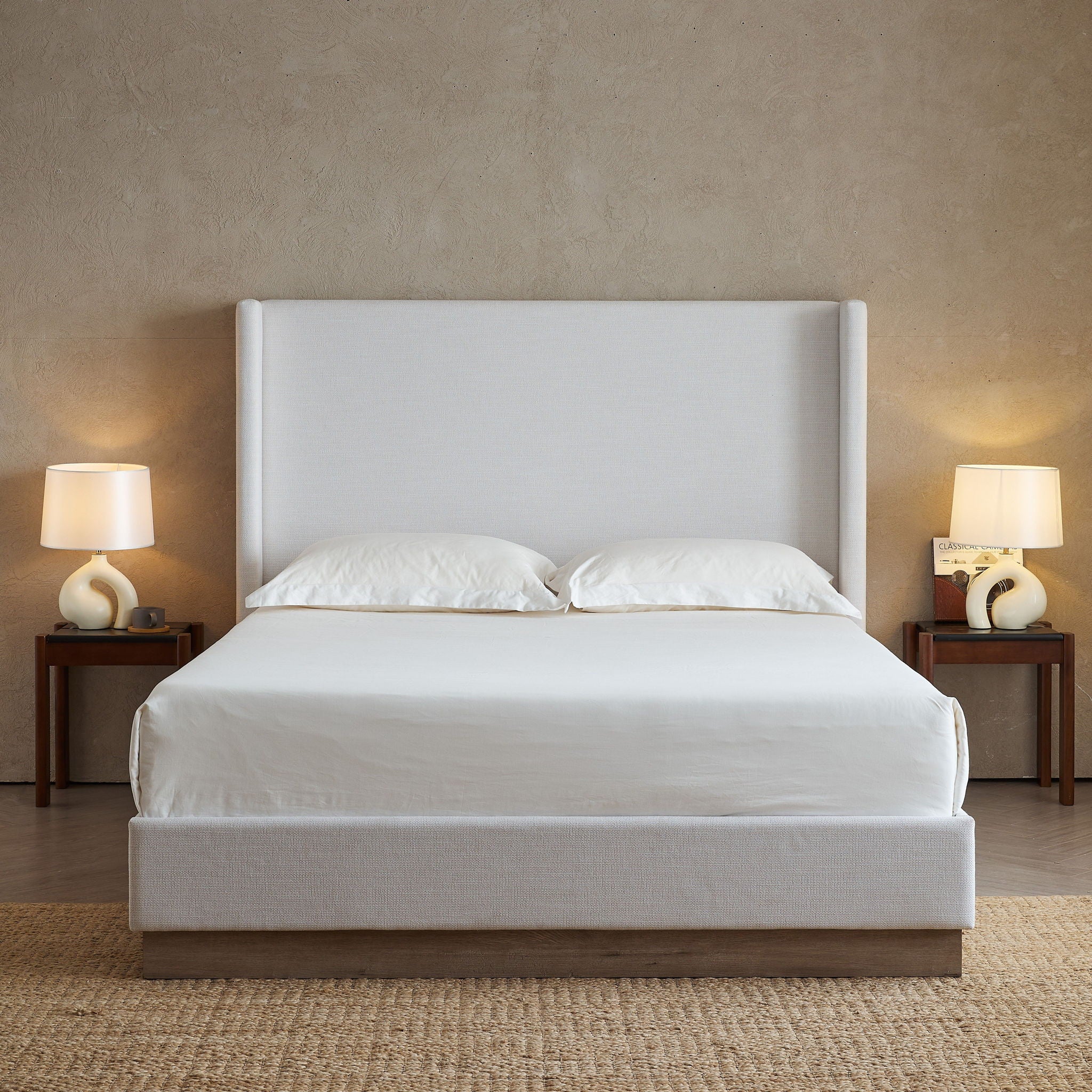 Hosford - Minimalist Upholstered Wingback Bed