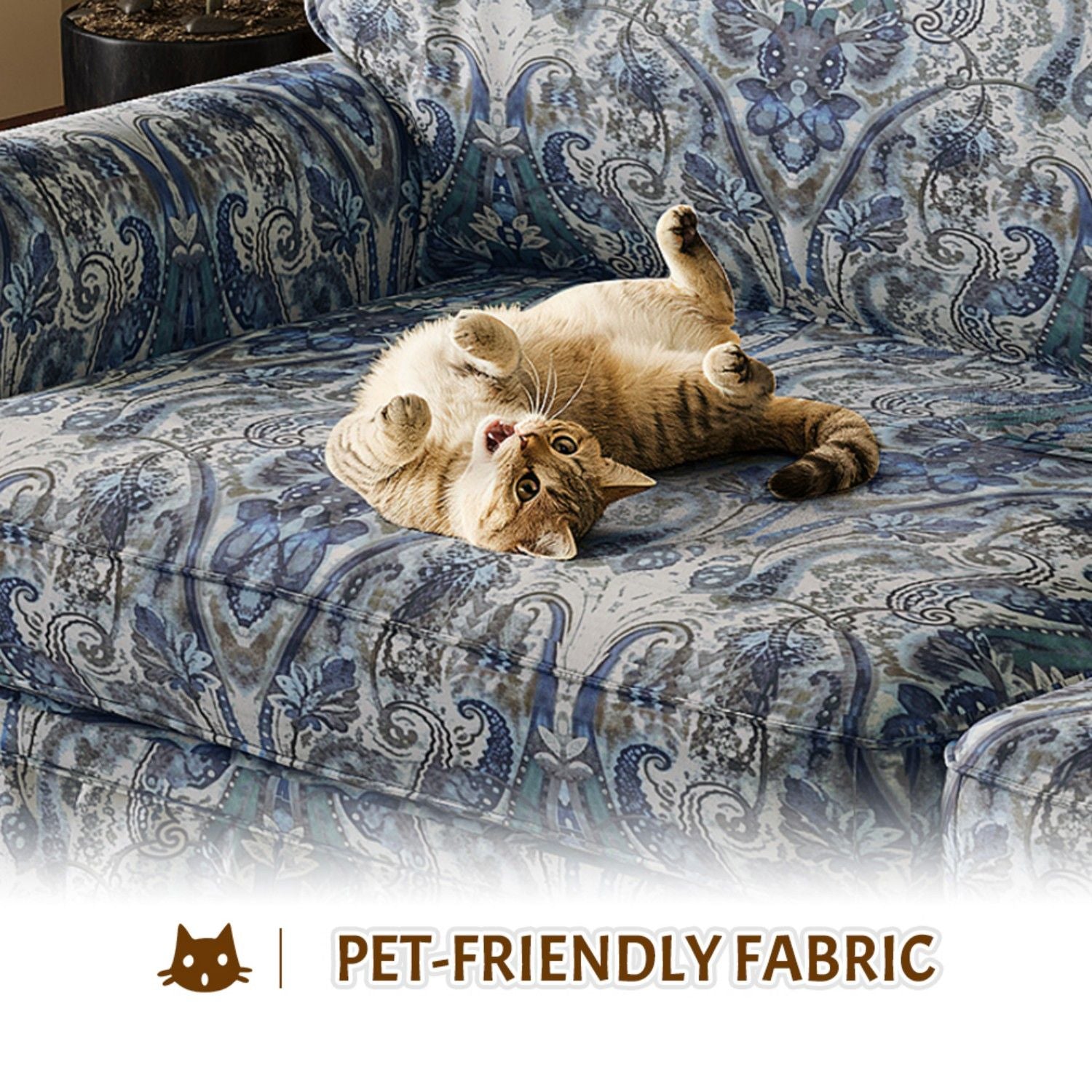 Luxuriously Comfortable Cloud Couch Sofa With Elegant Rolled Arms & Pleated Skirt Design