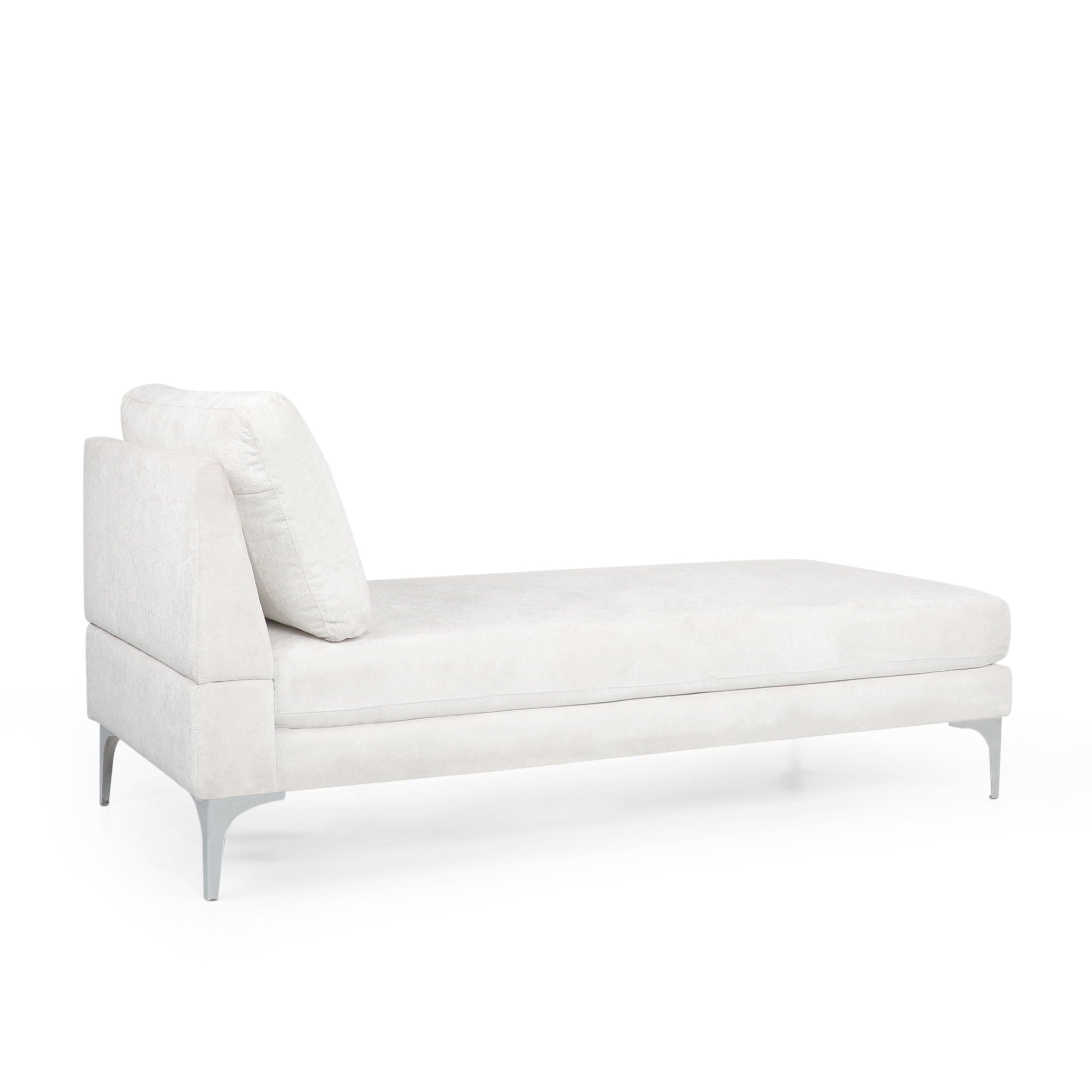 Fabric Upholstered Chaise Lounge With Iron Bracket Legs
