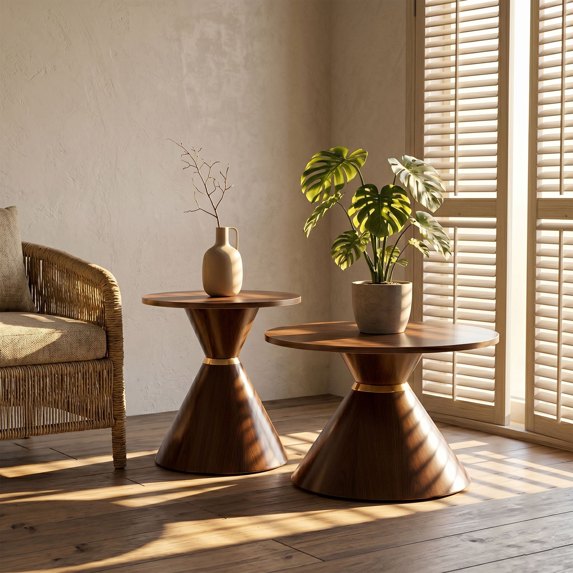 2 Piece Round Coffee Table Set For Living Room