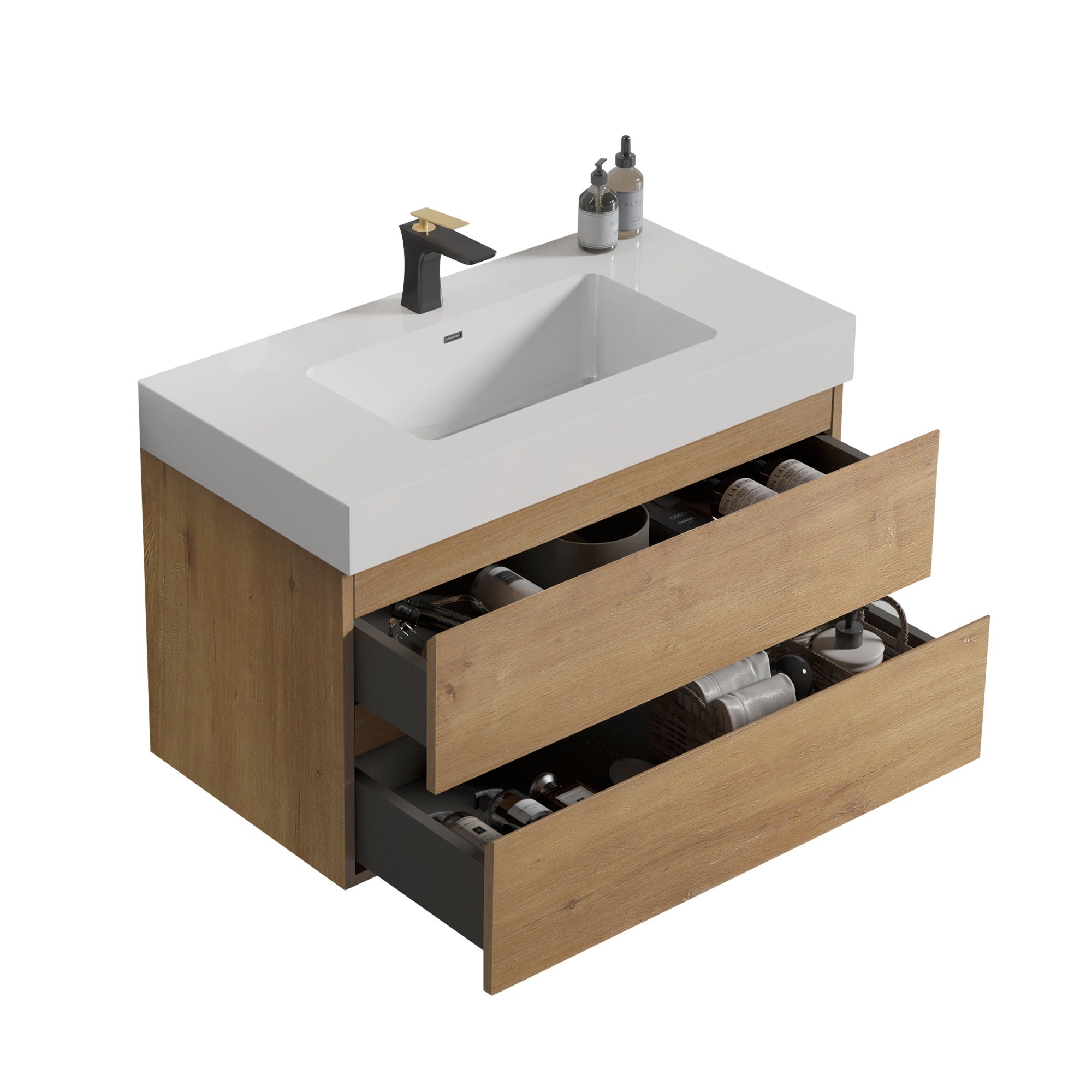 Alice - Bathroom Vanity With Sink, Large Storage, Wall Mounted, Floating