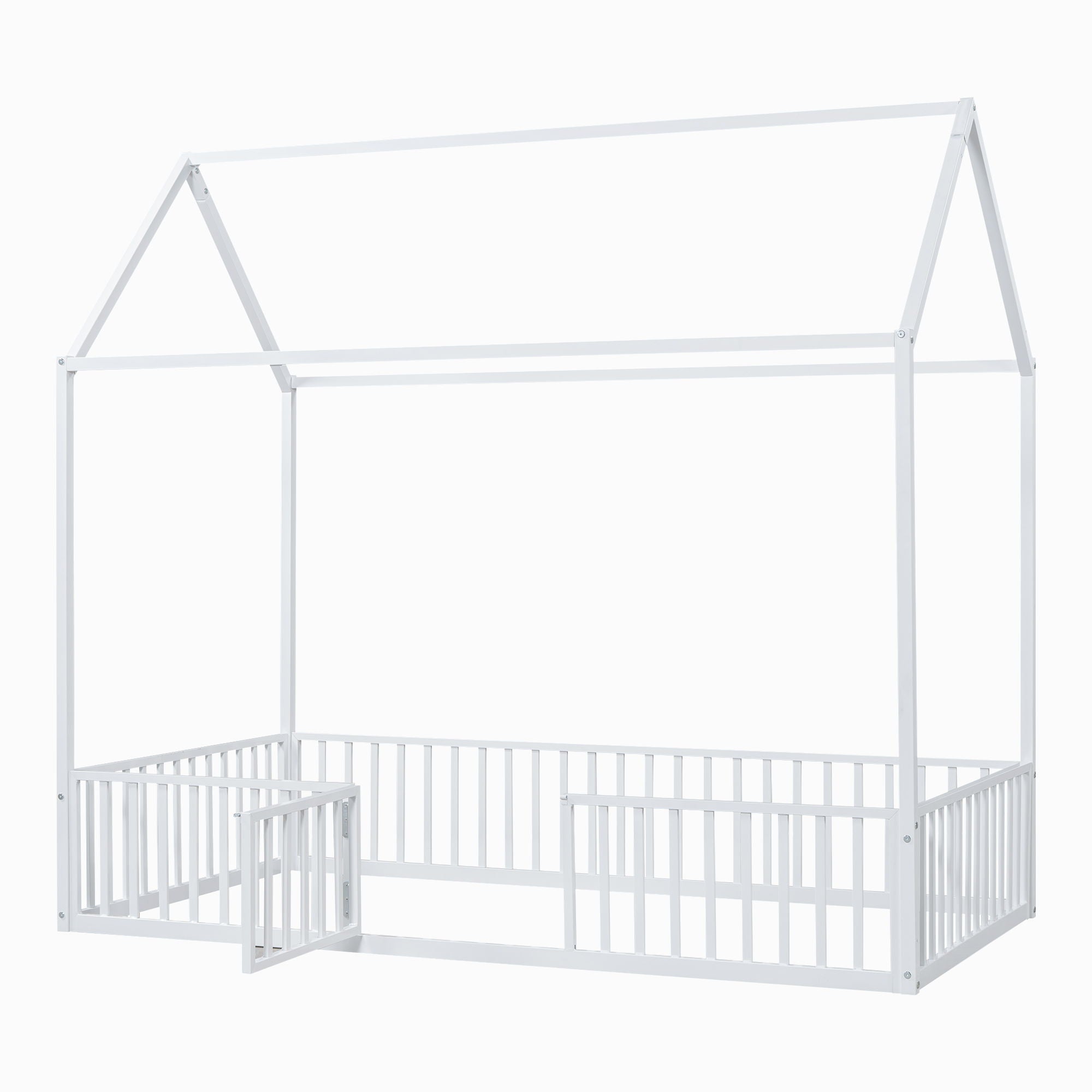 Metal House Bed With Fence And Door