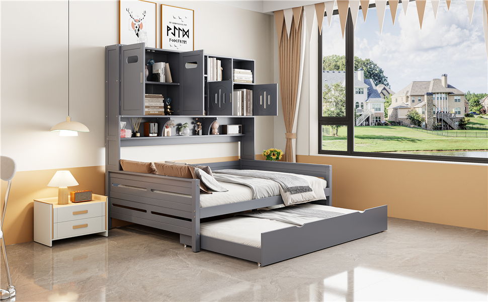 Daybed & All-In-One Cabinet And Shelf