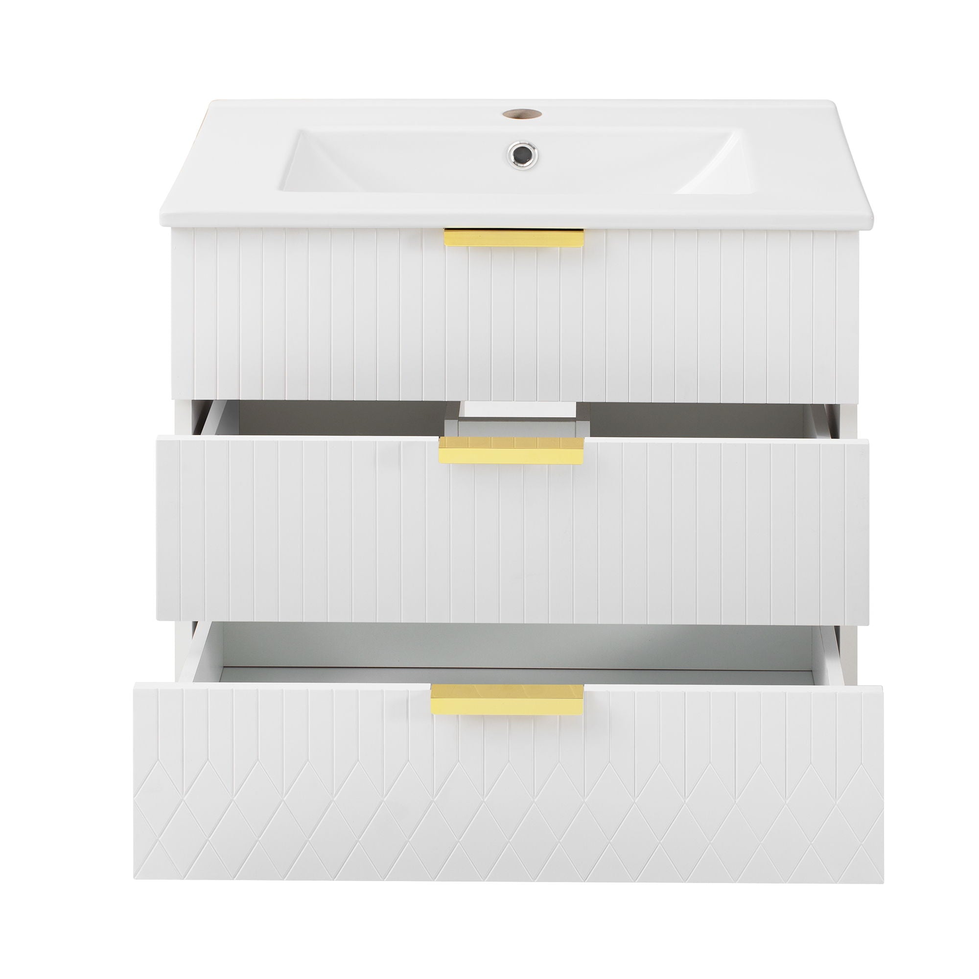 Wall Mounted Floating Cabinet With Side Cabinet Combo, Rectangular Ceramic Sink Vanity