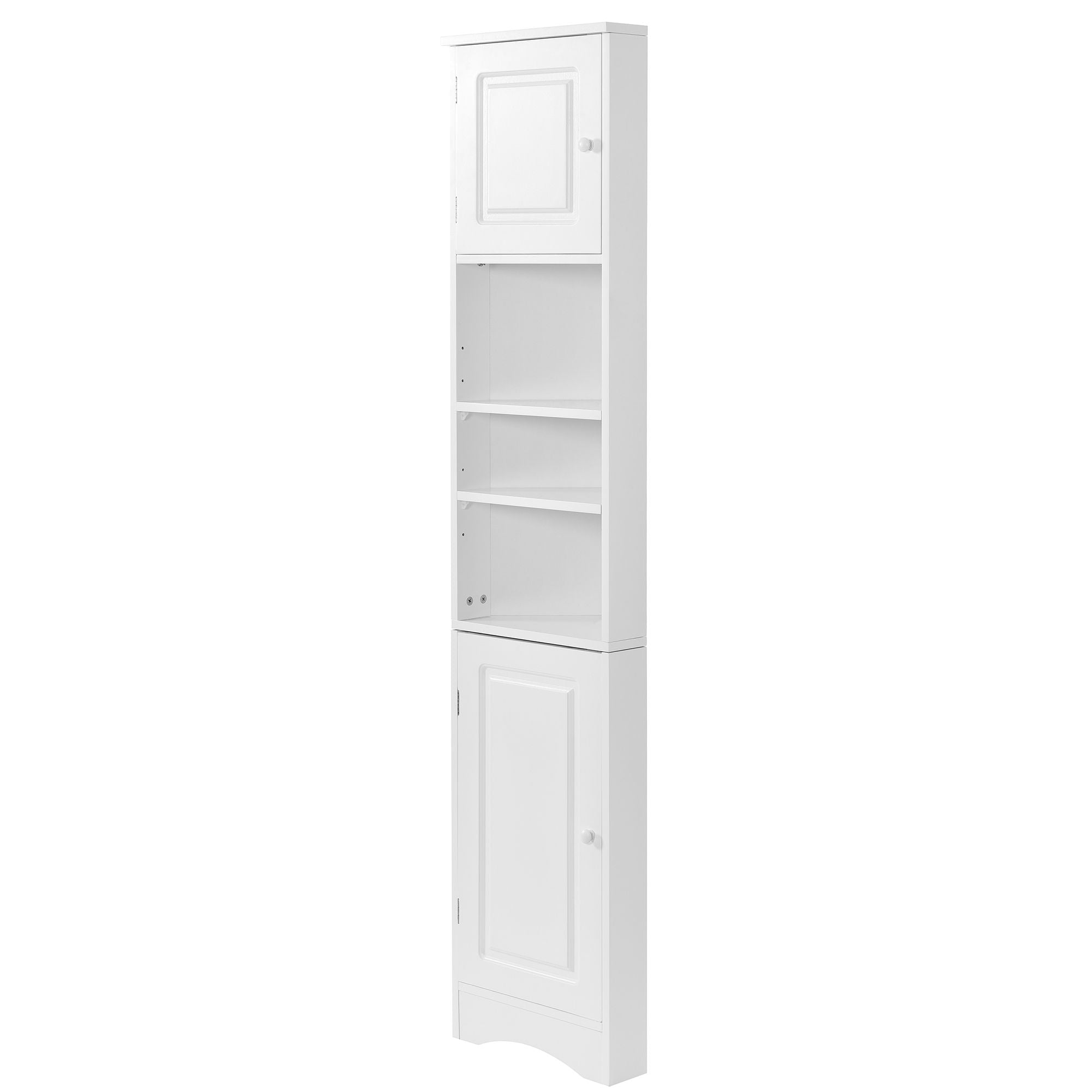 Multi Functional Corner Cabinet With Adjustable Shelves And 2 Doors