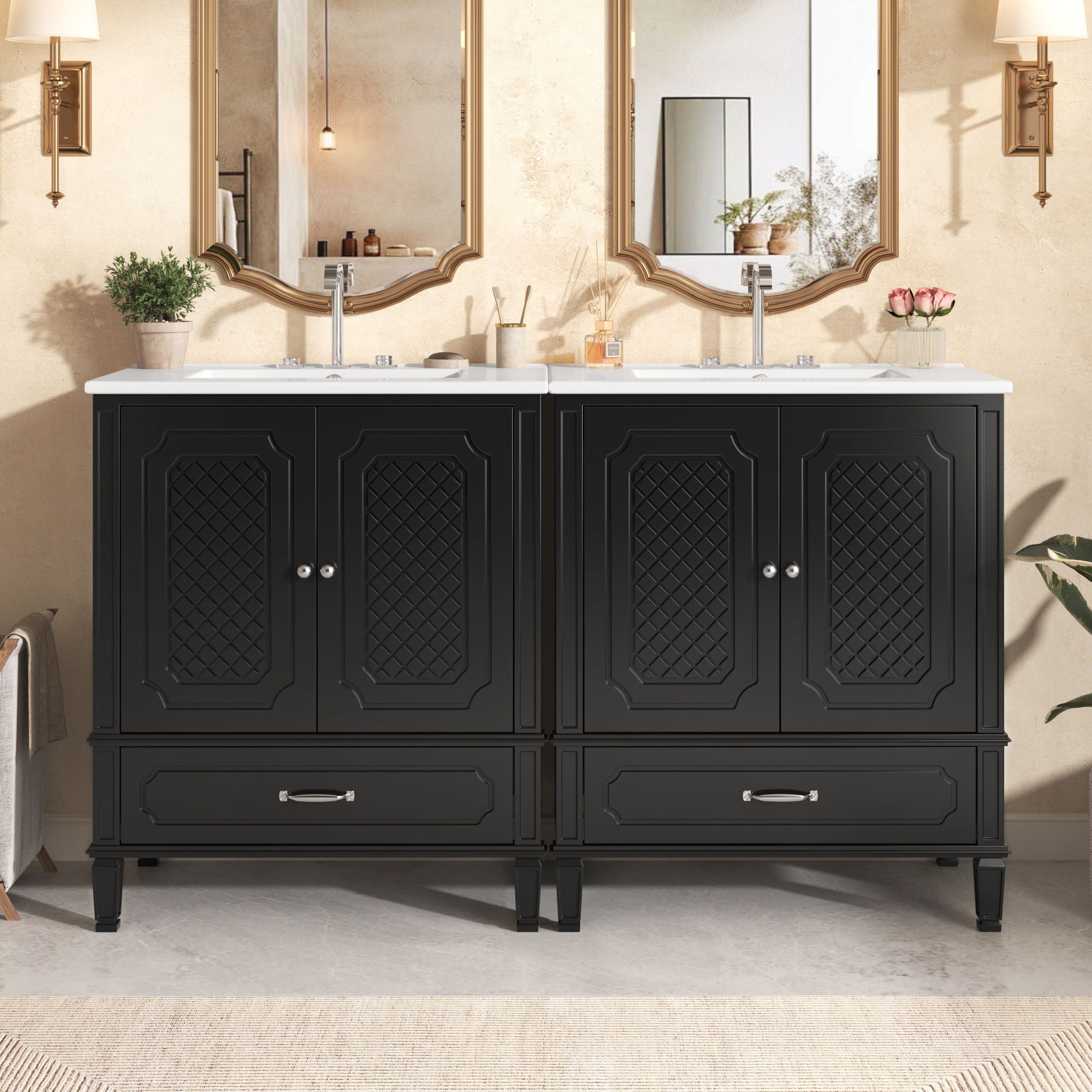 Bathroom Vanity With Sink, Soft Closing Door, Multi Functional Storage
