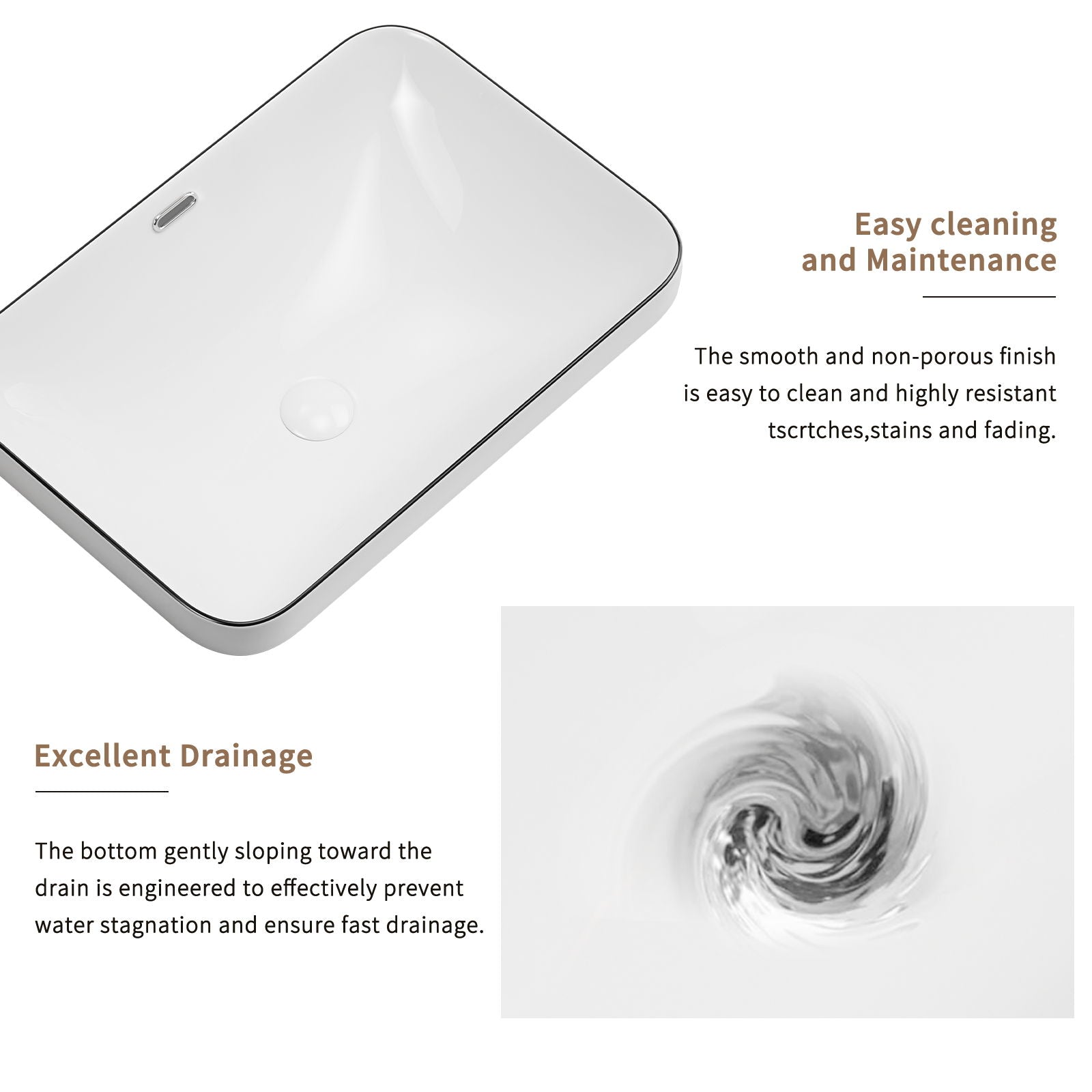 Undermount Bathroom Sink, Vessel Basin For Vanity Countertop - Milk White / Black
