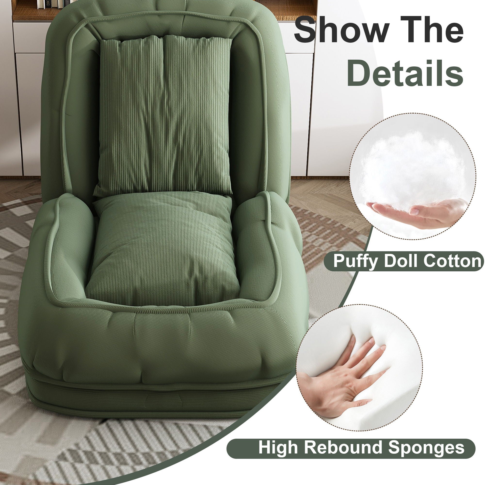 Upholstered Foldable Lazy Sofa Bed For Adults And Pets