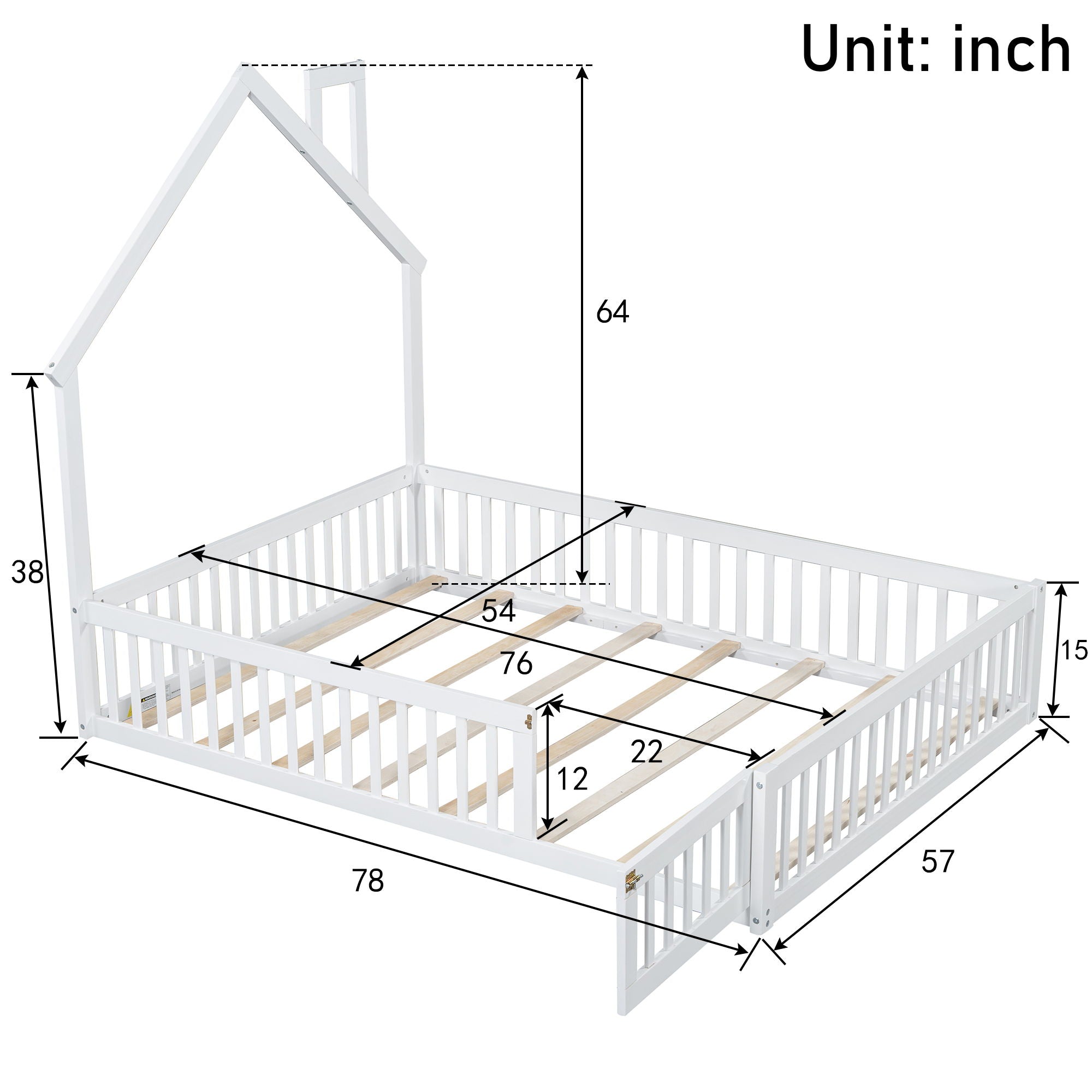House Platform Bed With Guardrail