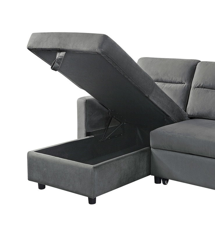 Ivy - Reversible Sleeper Sectional Sofa With Storage Chaise And Side Pocket