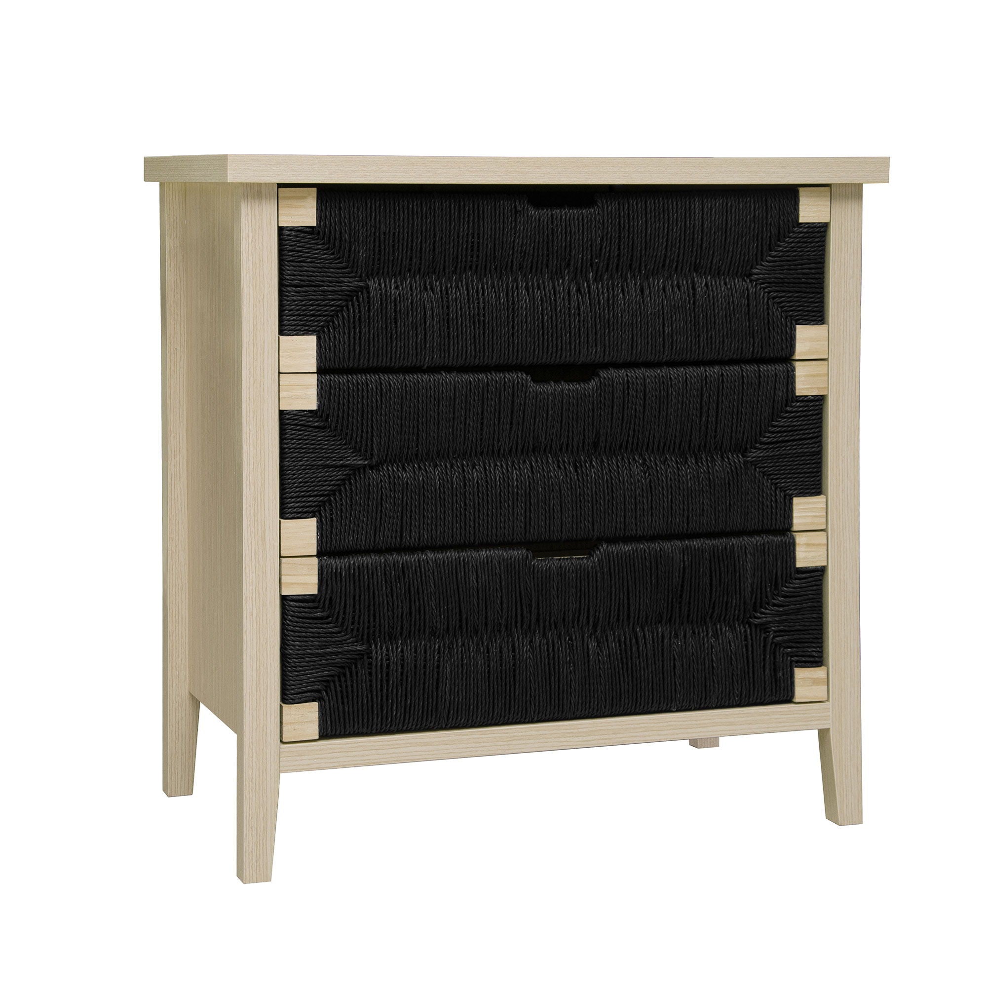 3 Drawer Buffet Sideboard With Adjustable Shelves, Storage Cabinet With Natural Seaweed Decor Doors For Living Room Kitchen Entryway - Natural