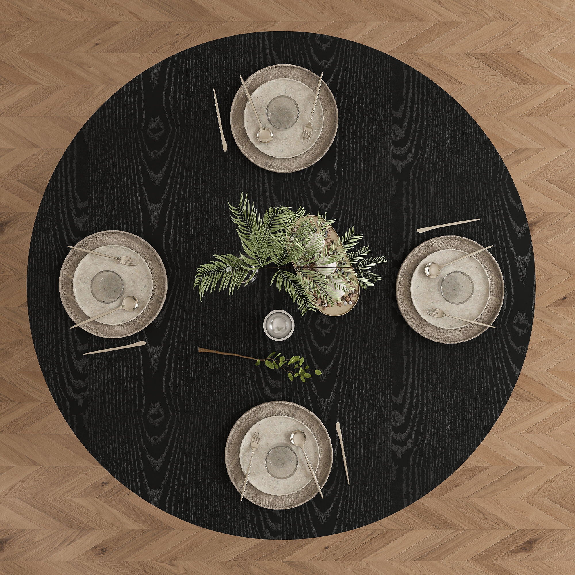 Round Dining Table With Strip Base