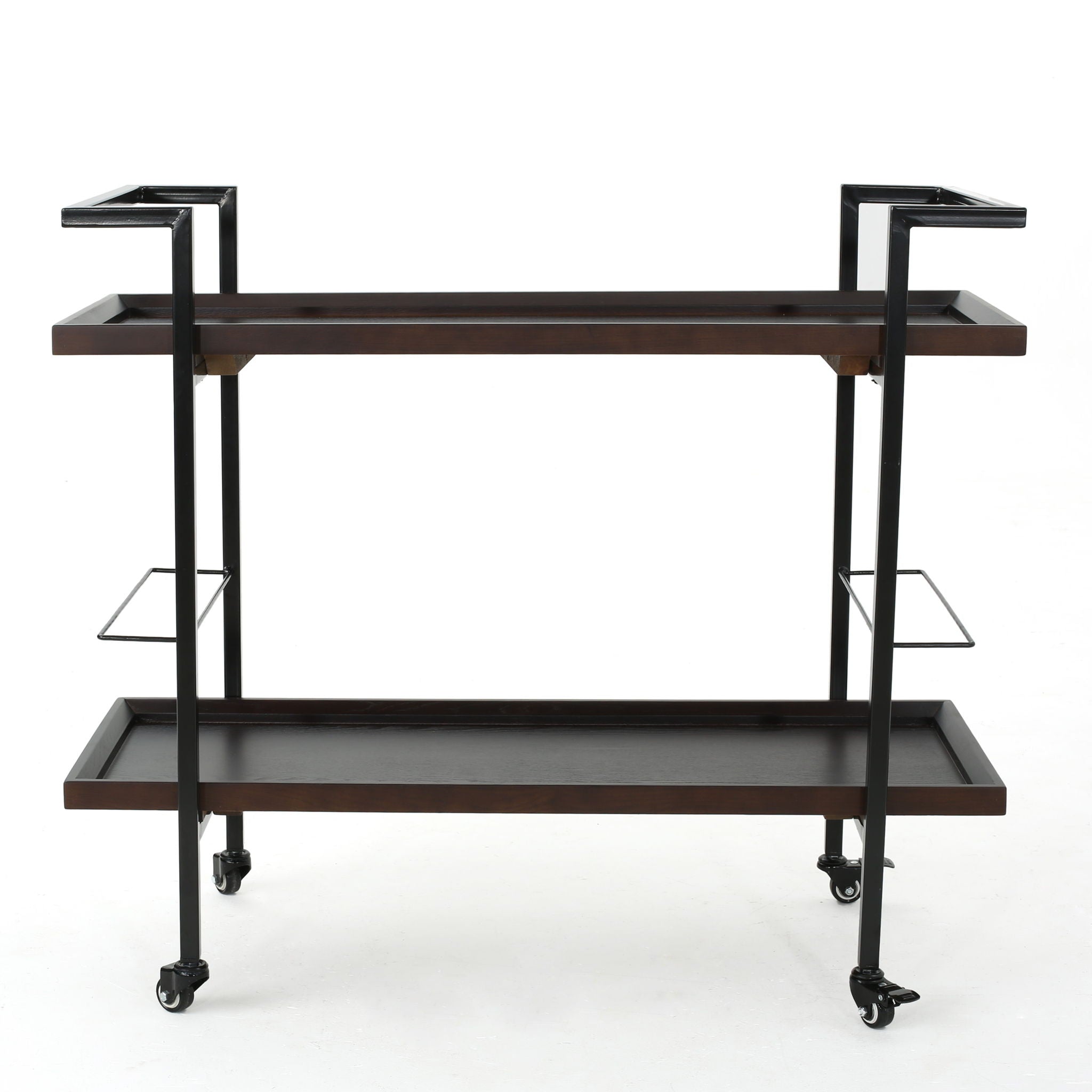 Modern Industrial Bar Cart With Shelving And Casters