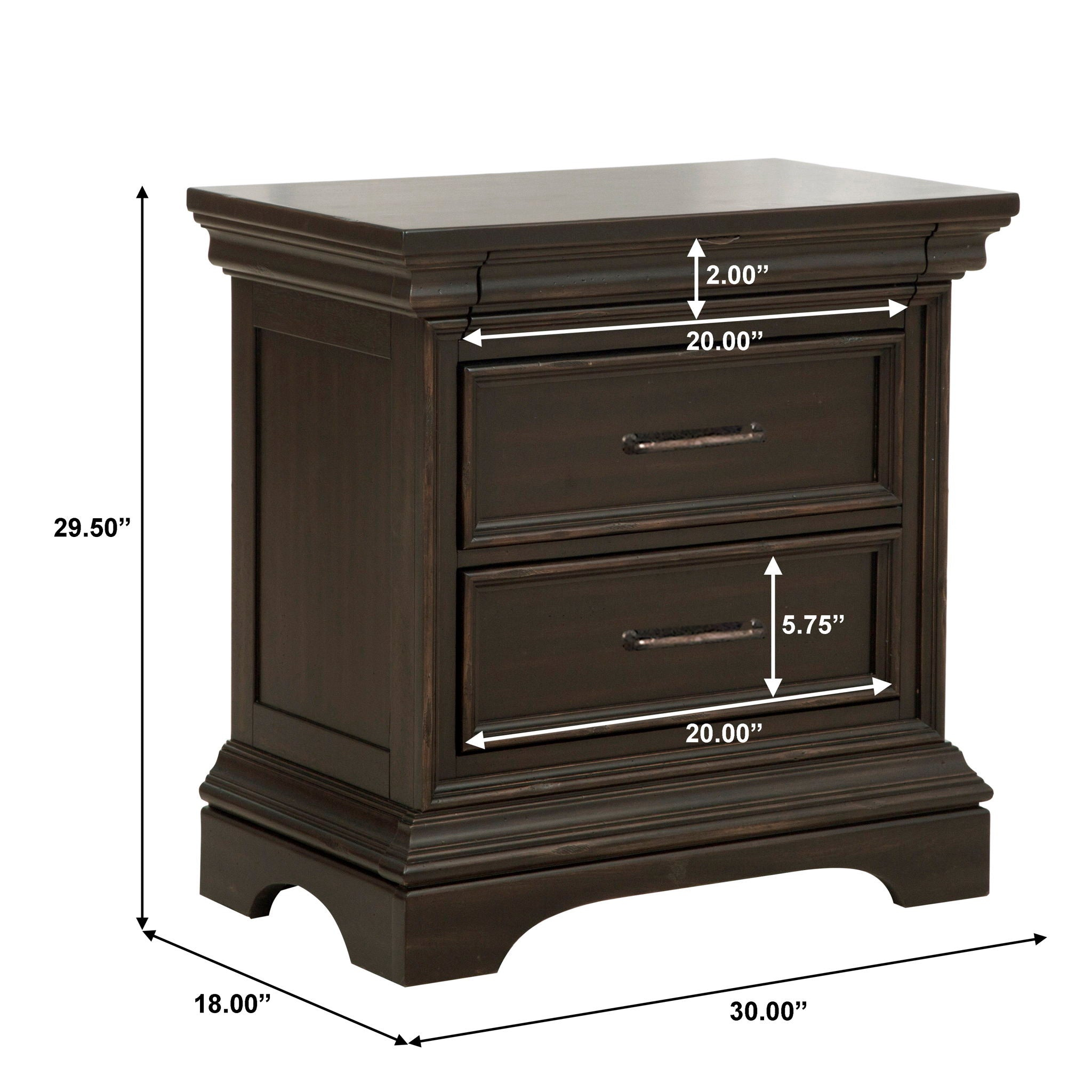 Caldwell - 2 Drawer Nightstand - Brown
