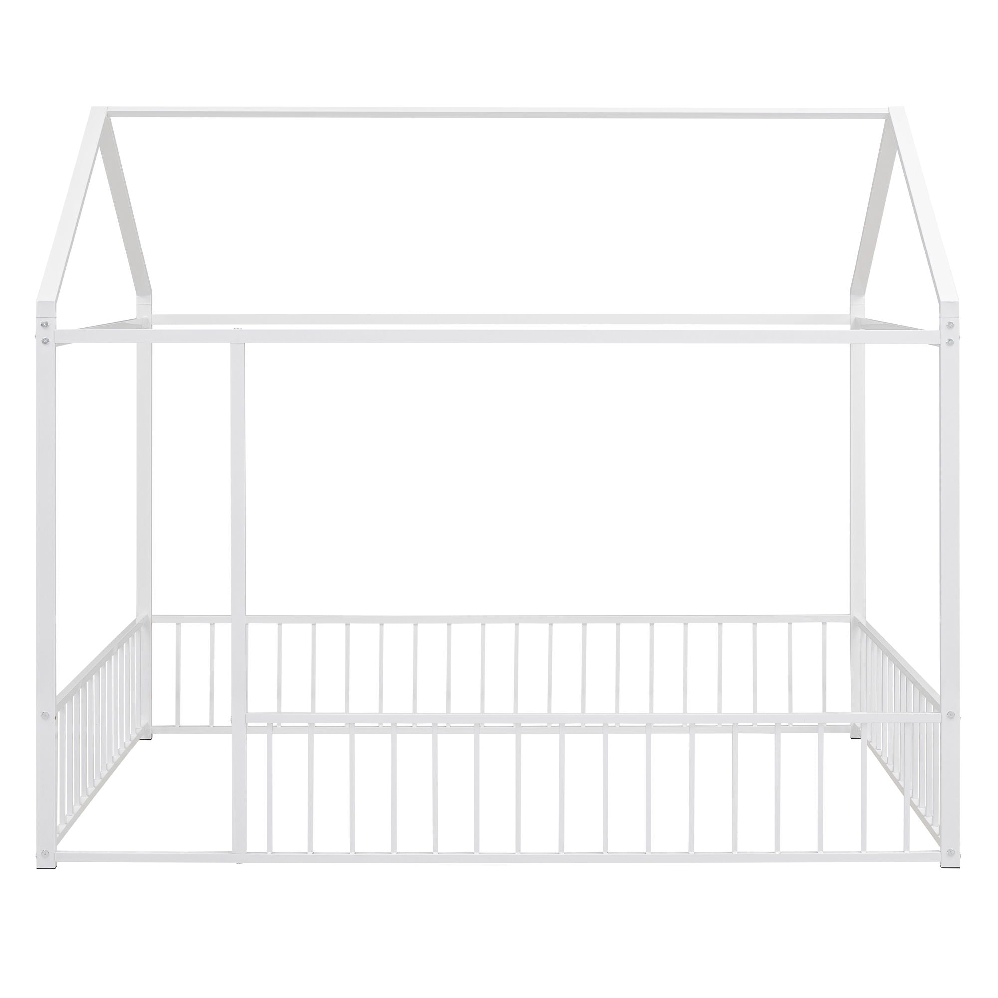 Metal Bed House Bed Frame With Fence