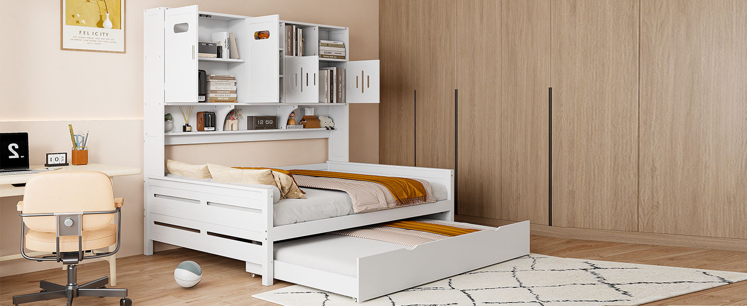 Daybed & All-In-One Cabinet And Shelf