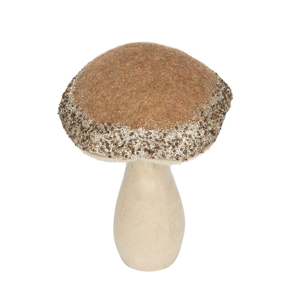 Mushroom Holiday Ornament, For Harvest Festival Fall Festival & Thanksgiving Table Decorations (Set of 2) - Beige / Light Brown