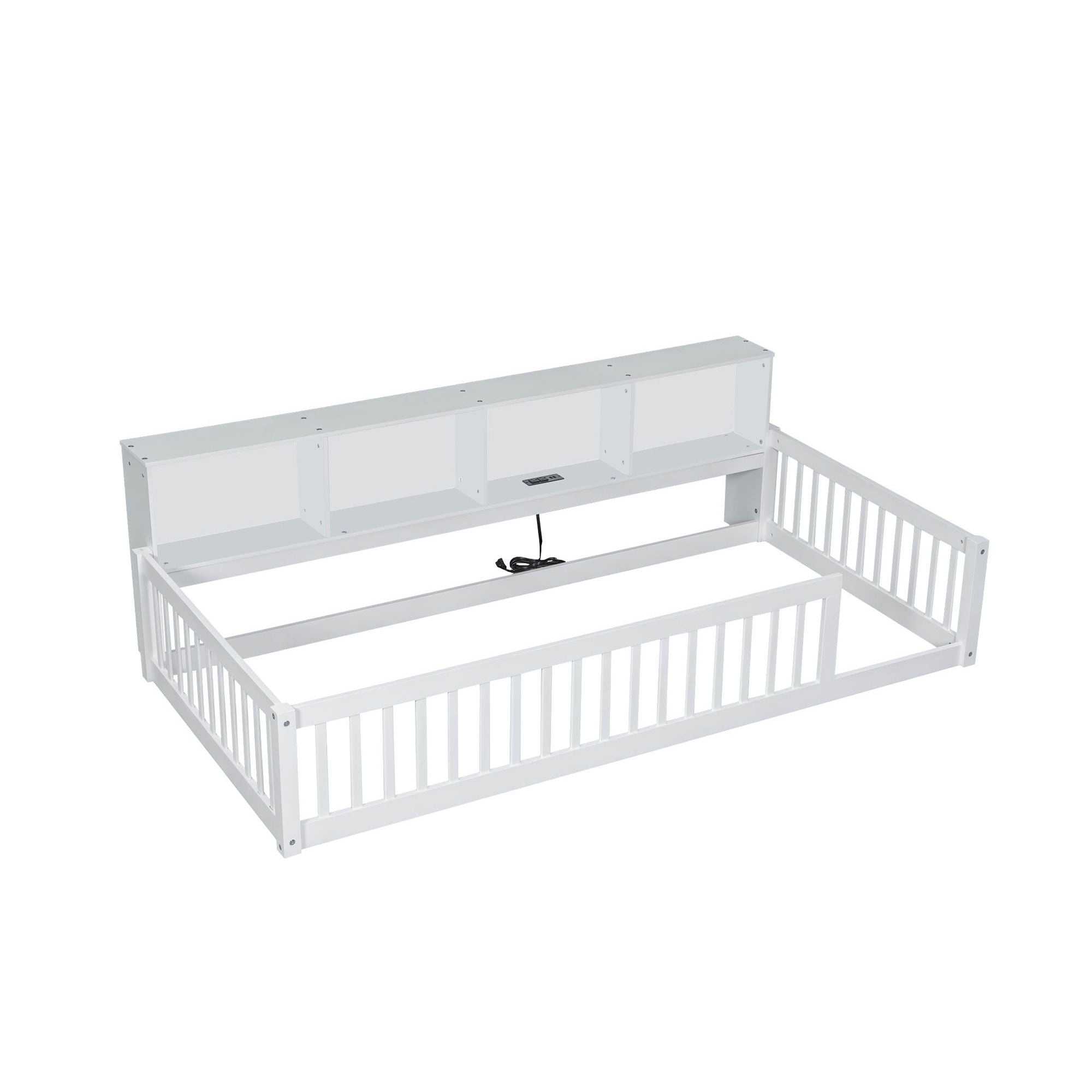 Floor Bed With Storage Cabinets And USB Ports