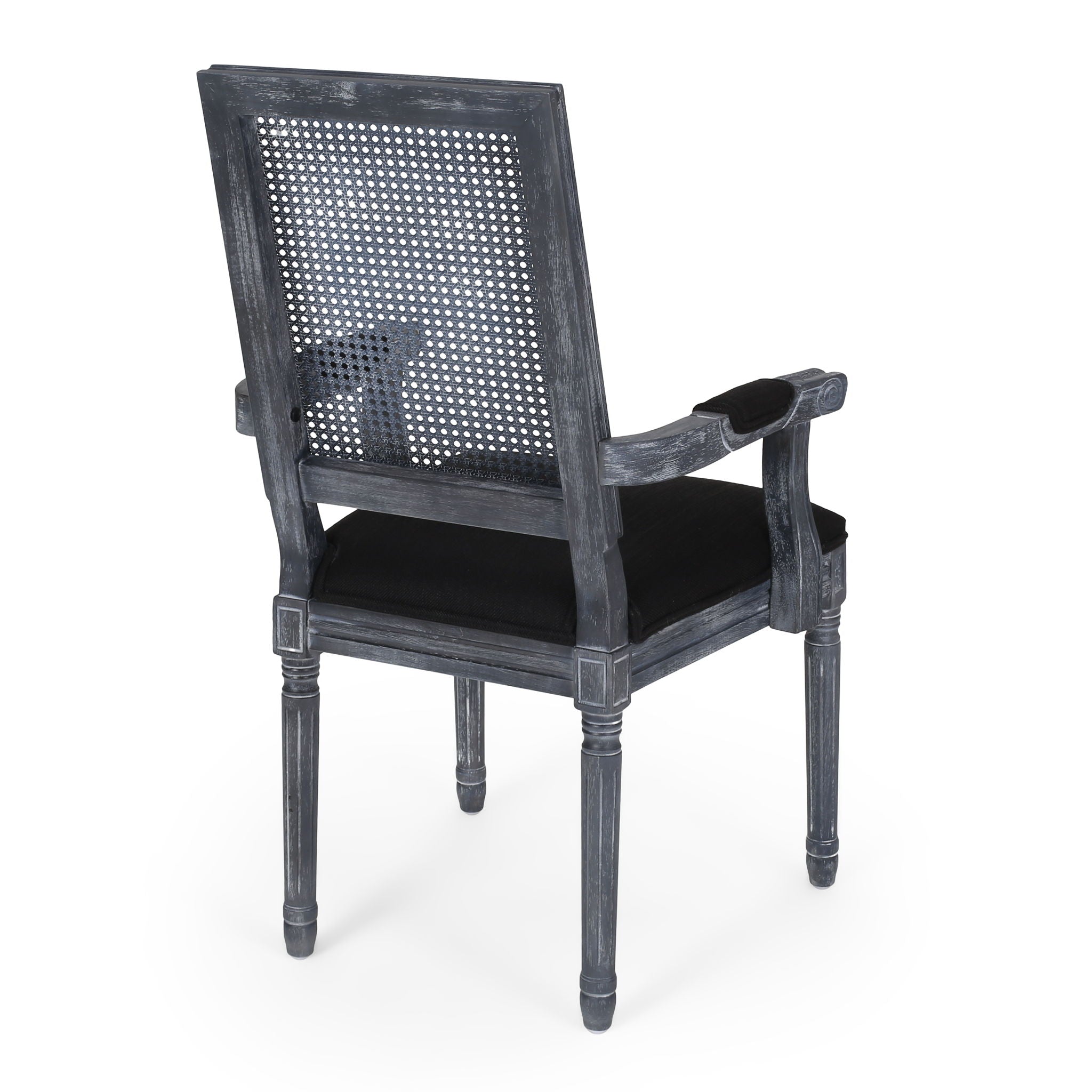 Elegant French Country Style Dining Chair With Cane Backrest