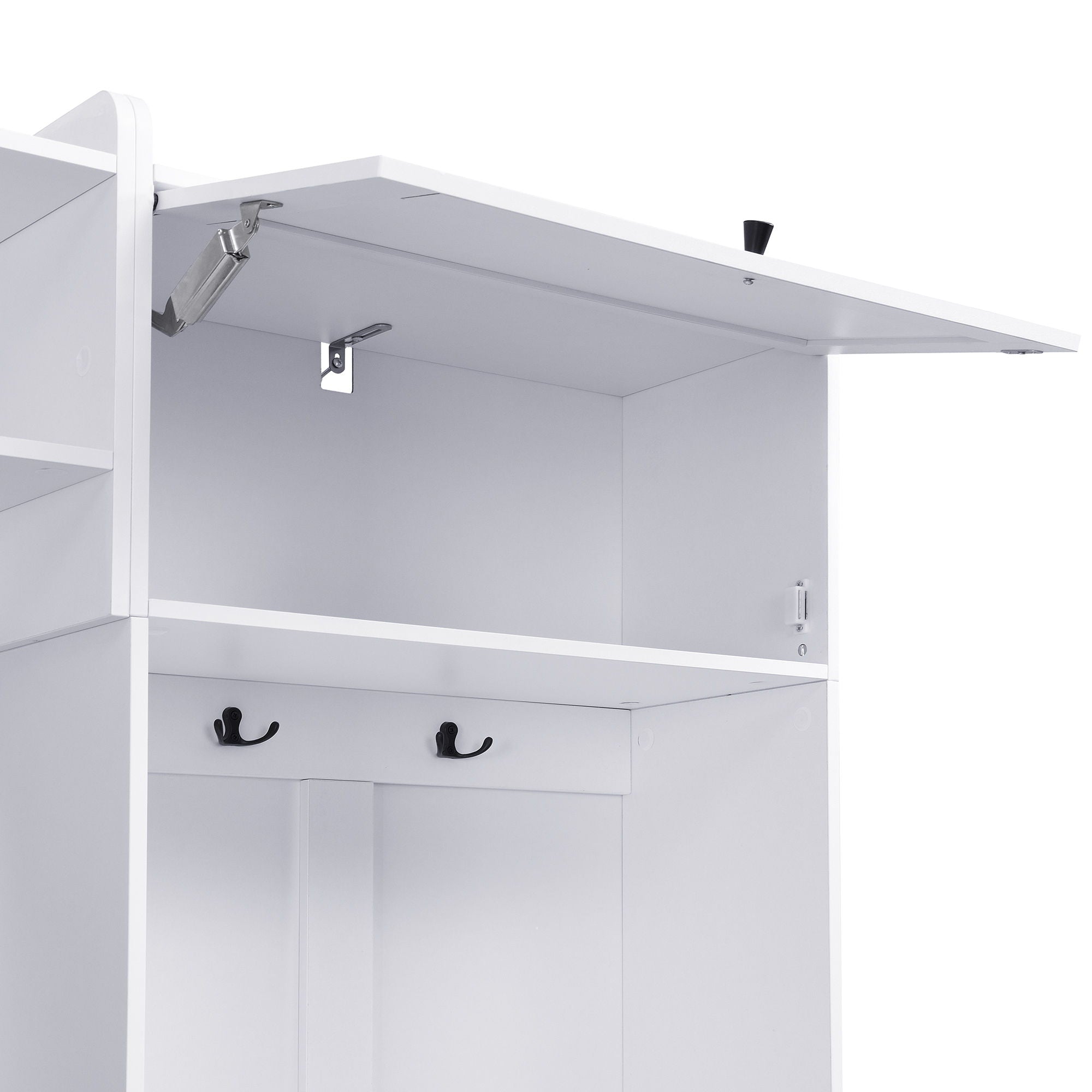 Wide Hall Tree With Shoe Storage, 4 In 1 Entryway Bench With 8 Cubbies, 7 Coat Hooks & Adjustable Shelf For Hallway - White