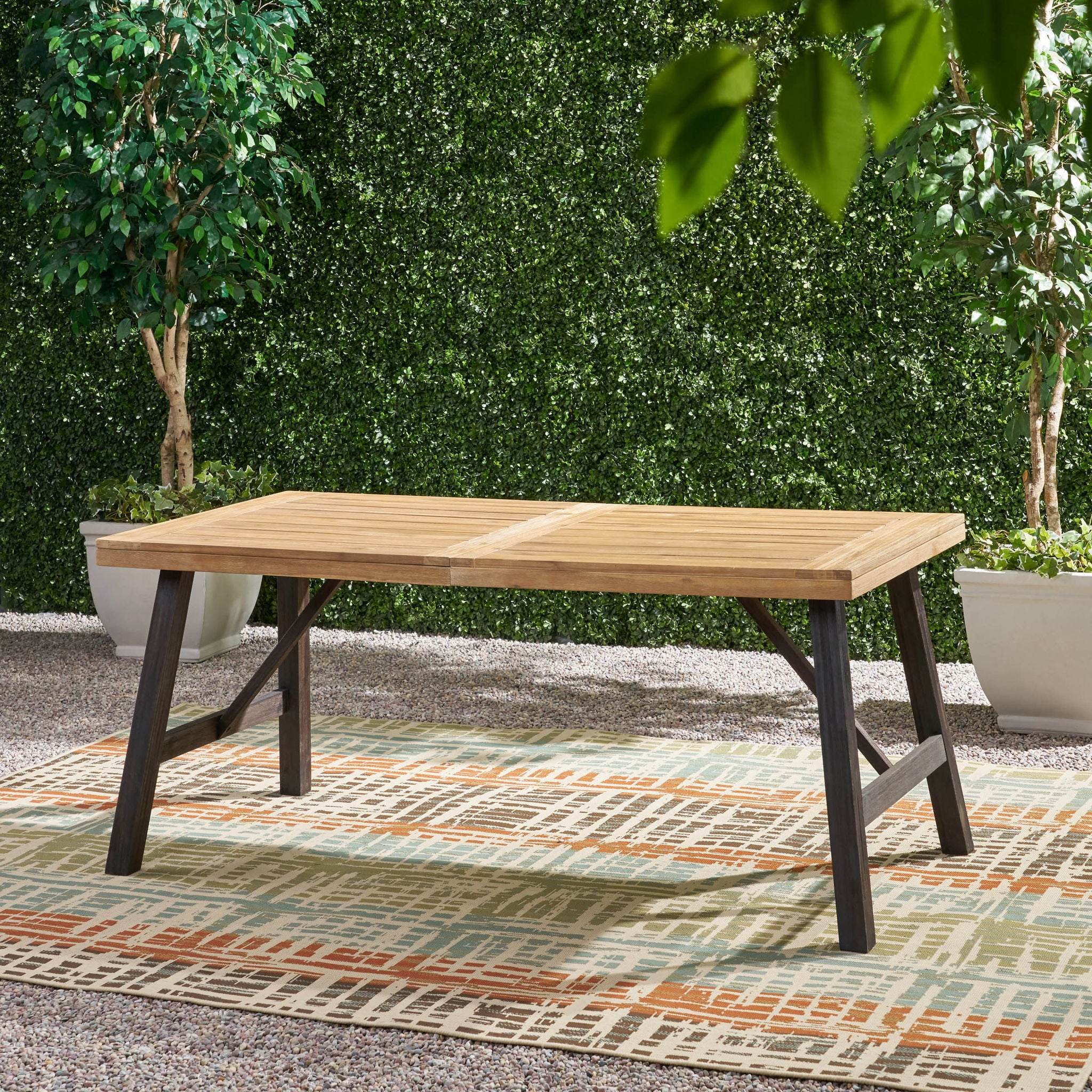 Outdoor Dining Set With 2 Bench And 1 Dining Table - Light Brown