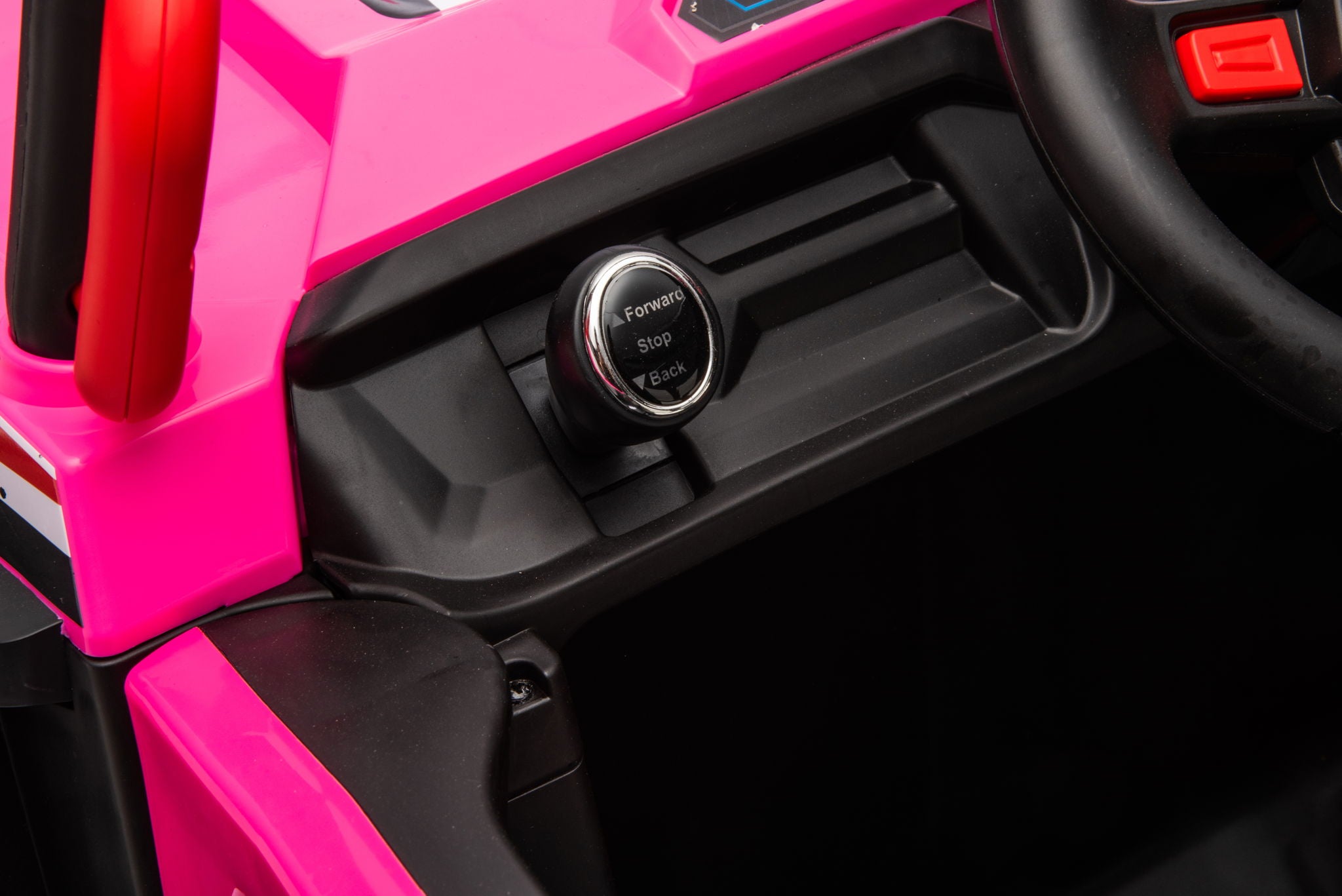 12V7A*1 30W*4 Four-Wheel Drive Seat One Button Start, Forward And Backward, High And Low Speed, Music, Front Light, Power Display, Two Doors Can Open, 2.4G R / C, Seat Belt Four Wheel Absorber