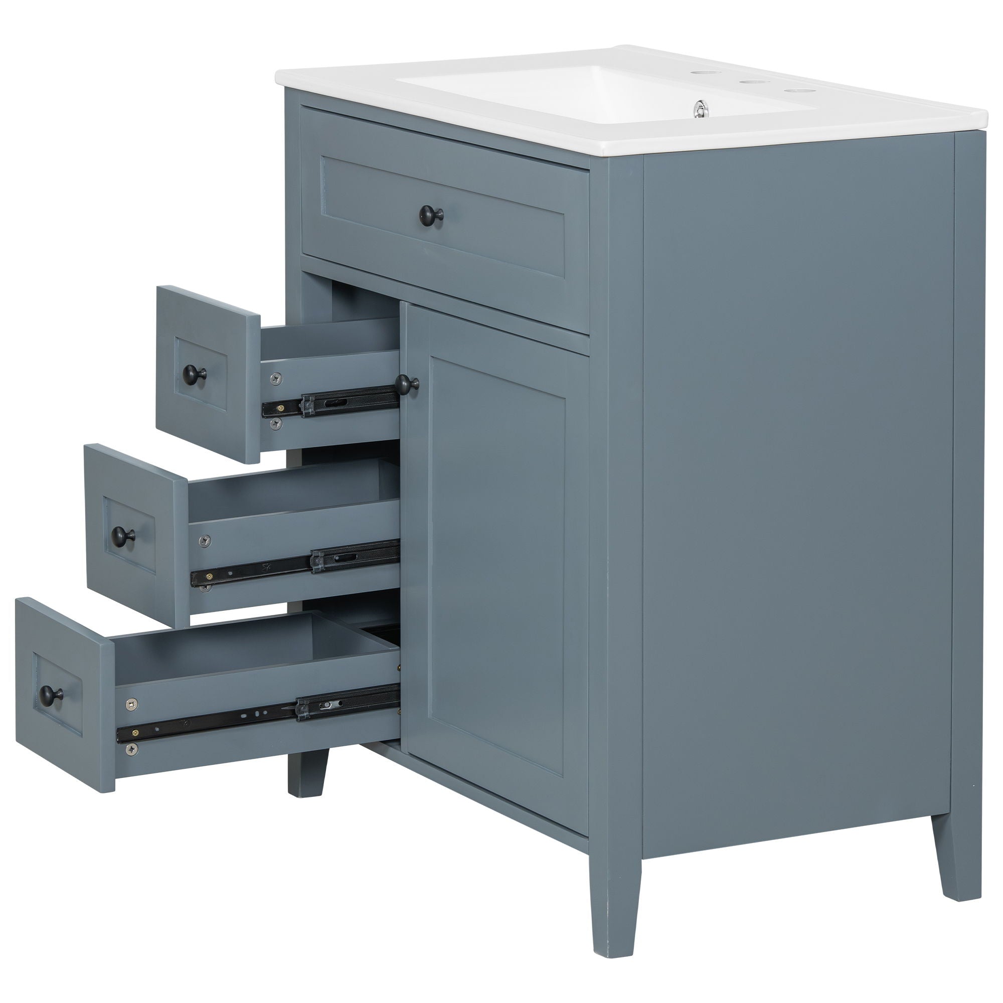 Modern Bathroom Vanity With Sink, 3 Drawers And Adjustable Shelf